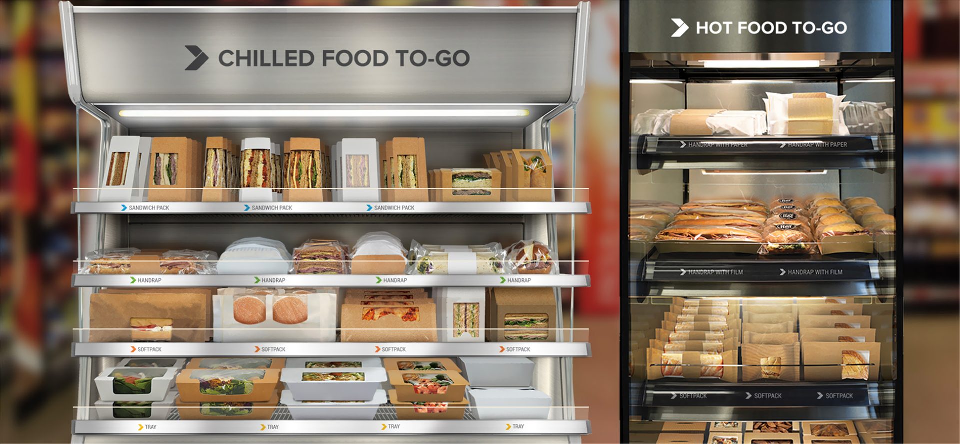 Food Packages on Shelves
