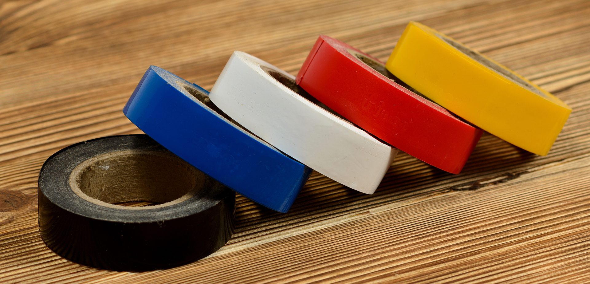 A group of tape roles.