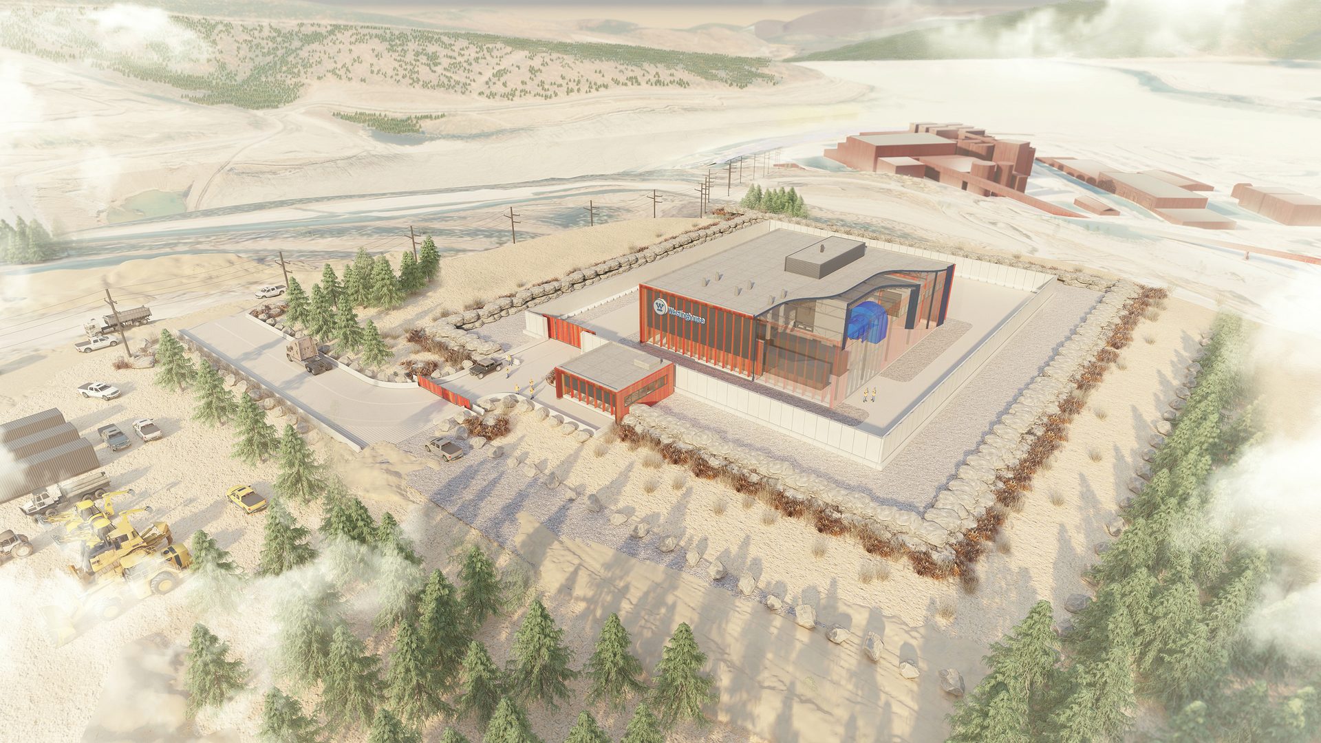rendering of a Westinghouse eVinci microreactor plant