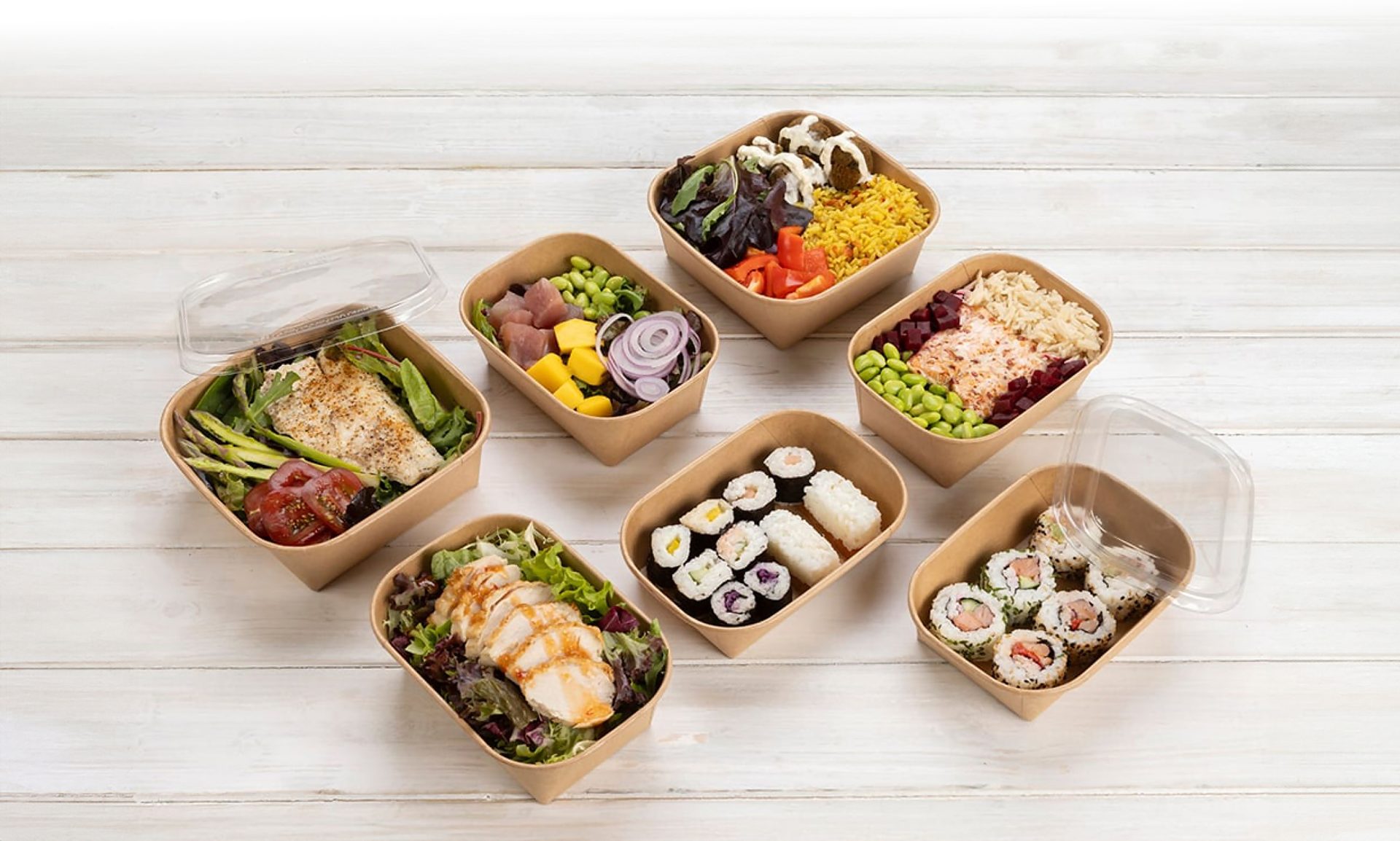 Variety of foods in Stagione containers