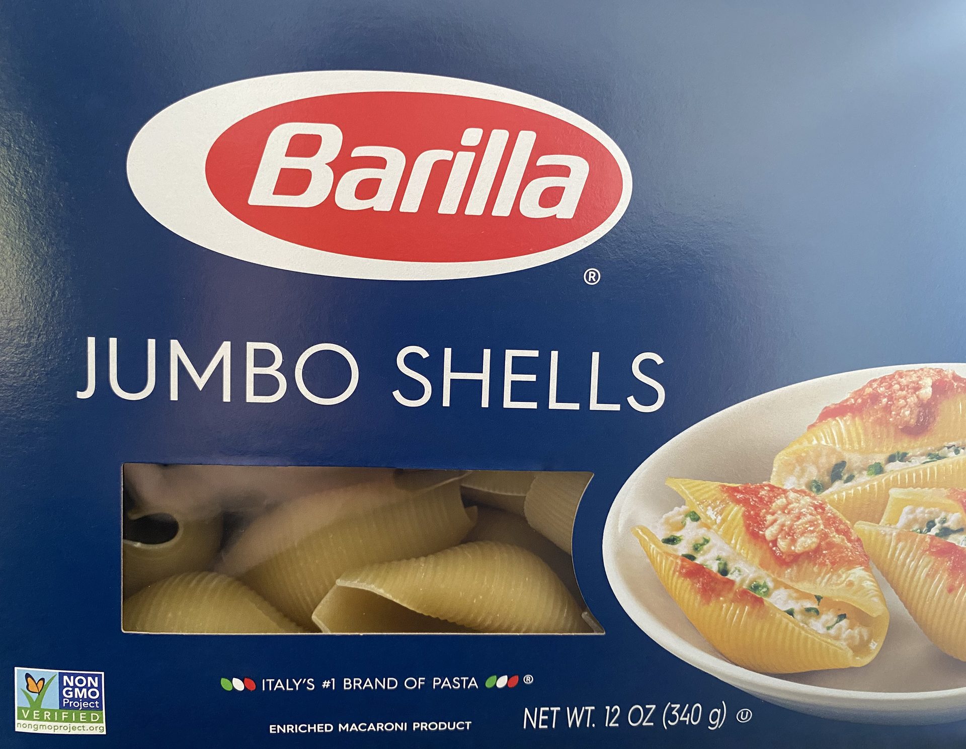 Barilla Jumbo Shells packaging