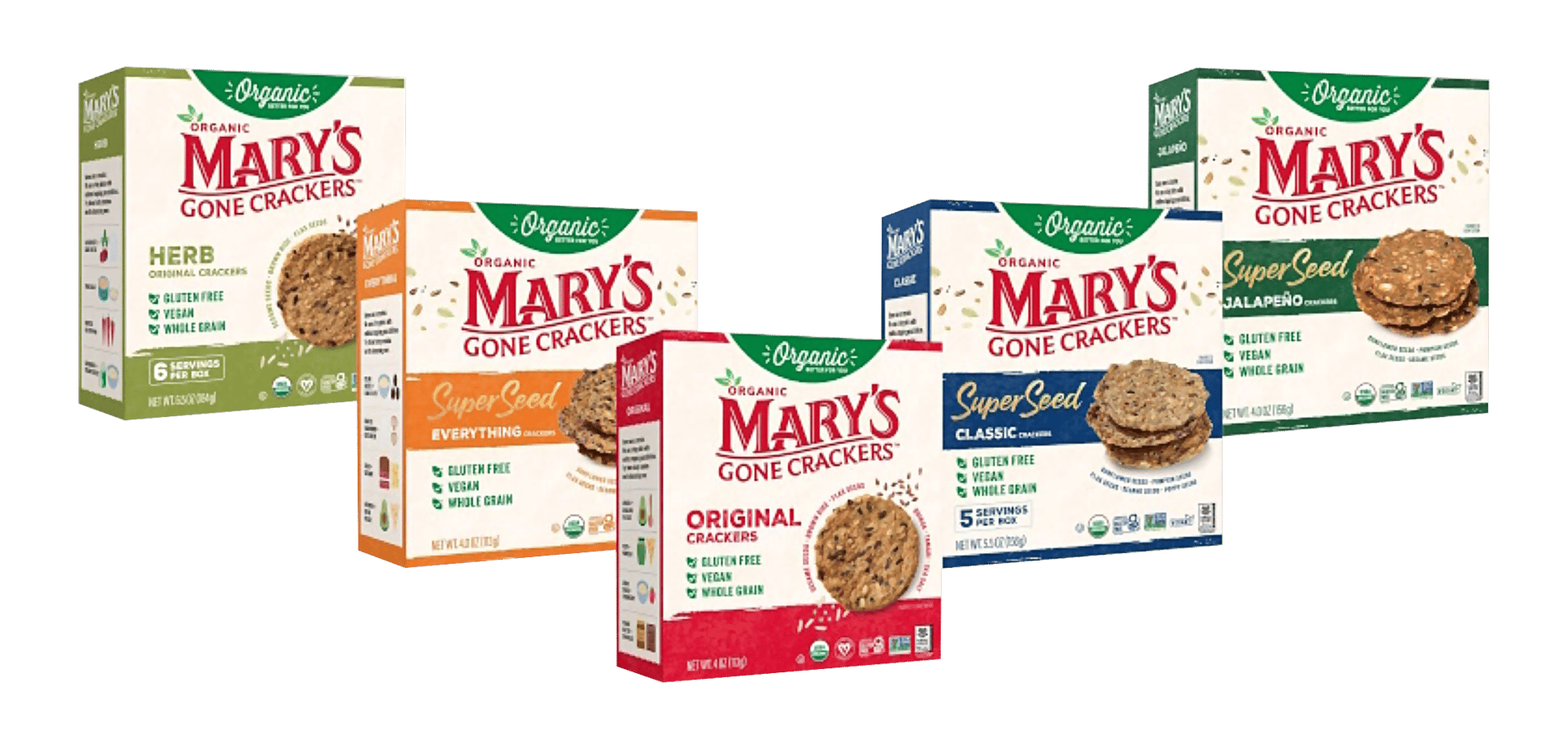 5 Mary’s Gone boxes featuring the new packaging design