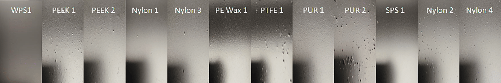 Surface appearance and roughness and settling of different matting agents in Axalta Duplex D1326 black baking enamel.