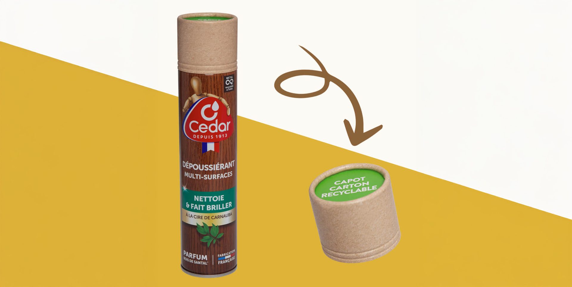 Aerosol can with arrow pointing down to enhanced image of new cap