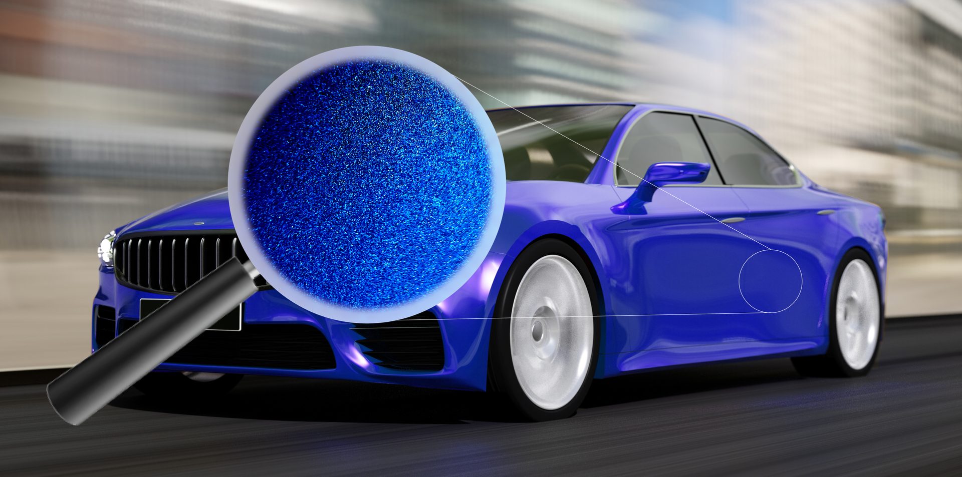 Example of effect paint characteristics such as sparkle, flakes and coarseness.