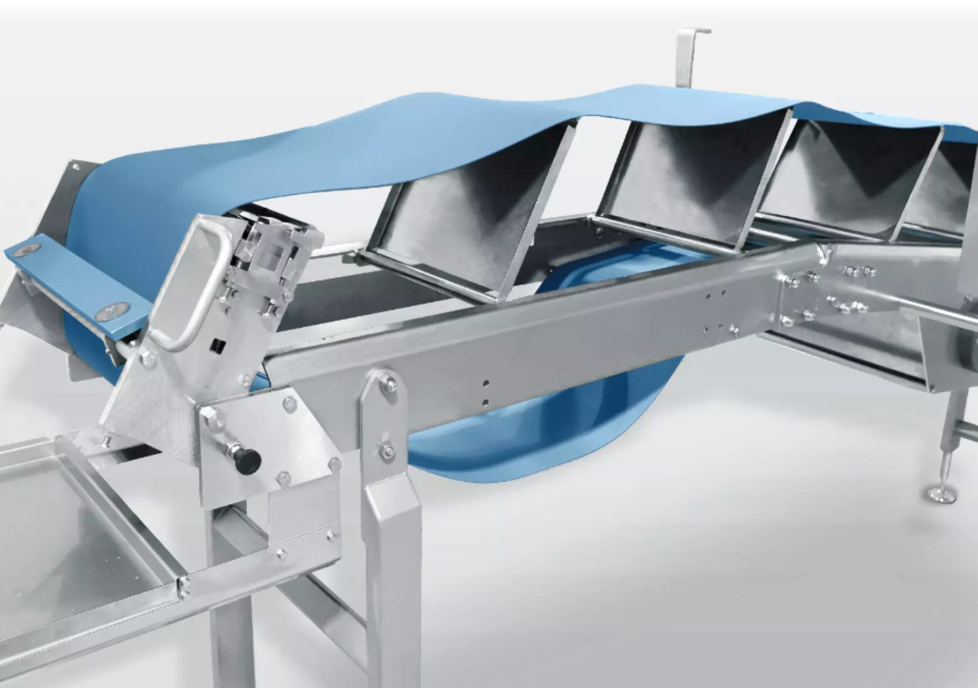 Close up image of conveyor propped up