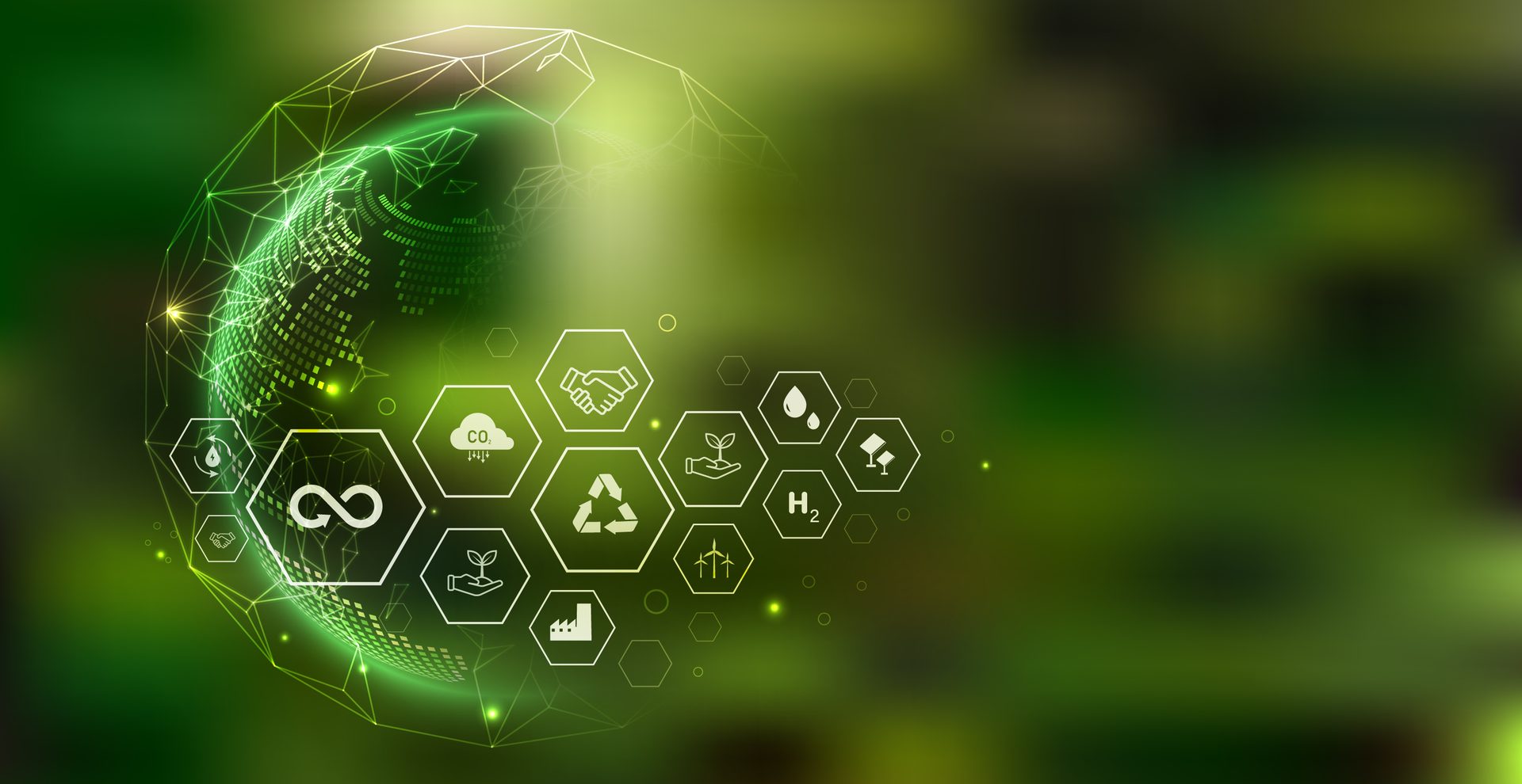 Renewable economy icon with green tree earth protection concept for the future growth of business and environmental sustainability ESG