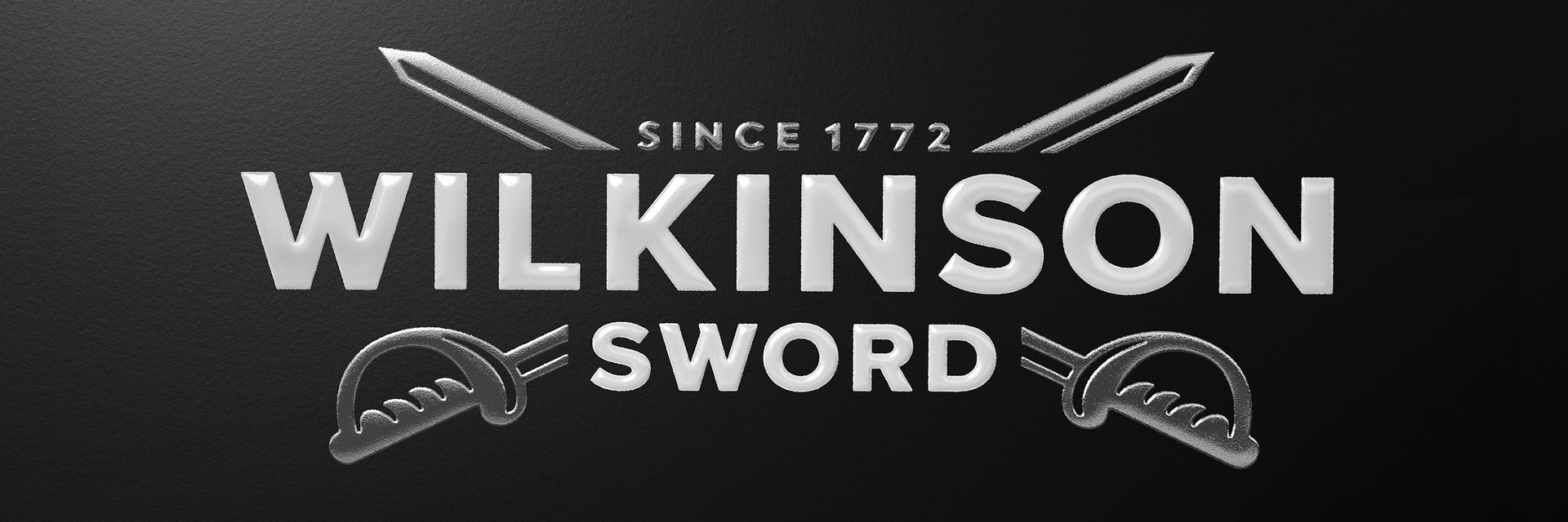 Wilkinson Sword logo with two cartoon swords intersecting words “Wilkinson Sword”
