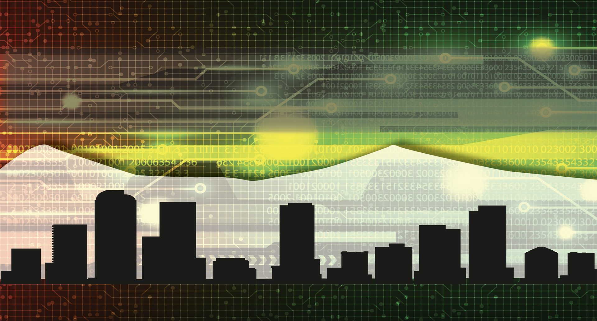 Technology background with skyline illustration