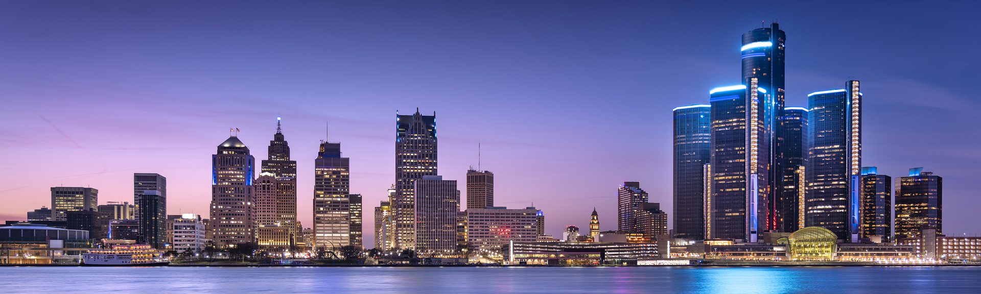 Detroit skyline at night