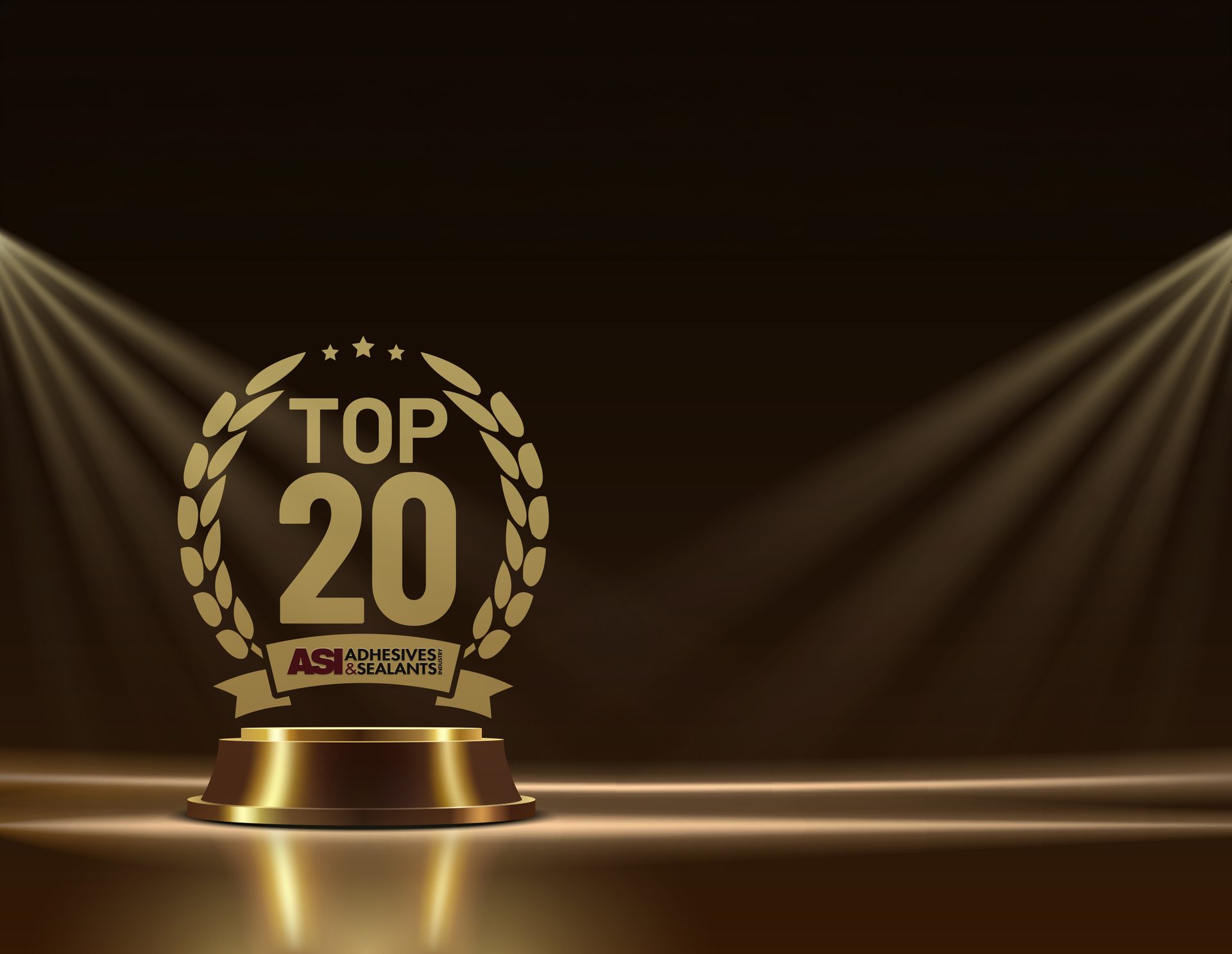 Spotlight background with ASI Top 20 logo in gold