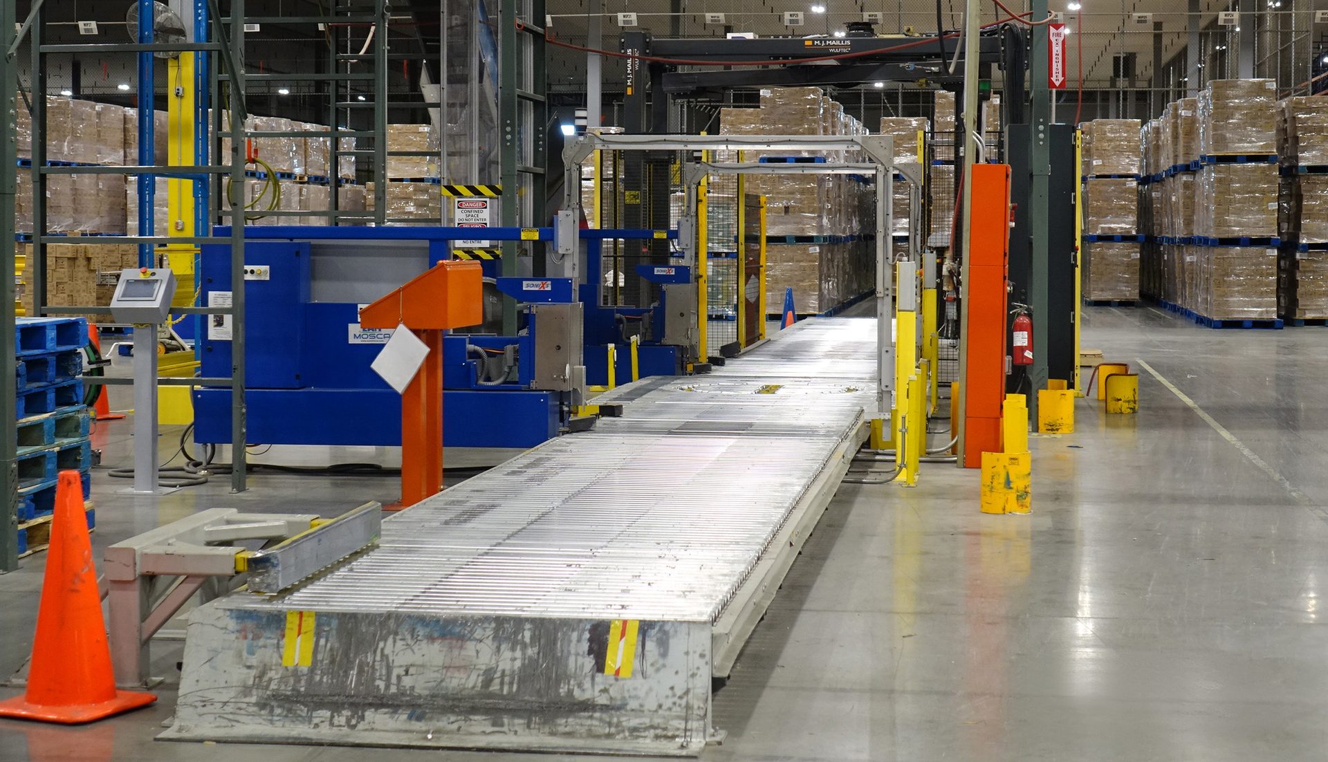 An automated stretch wrapper.