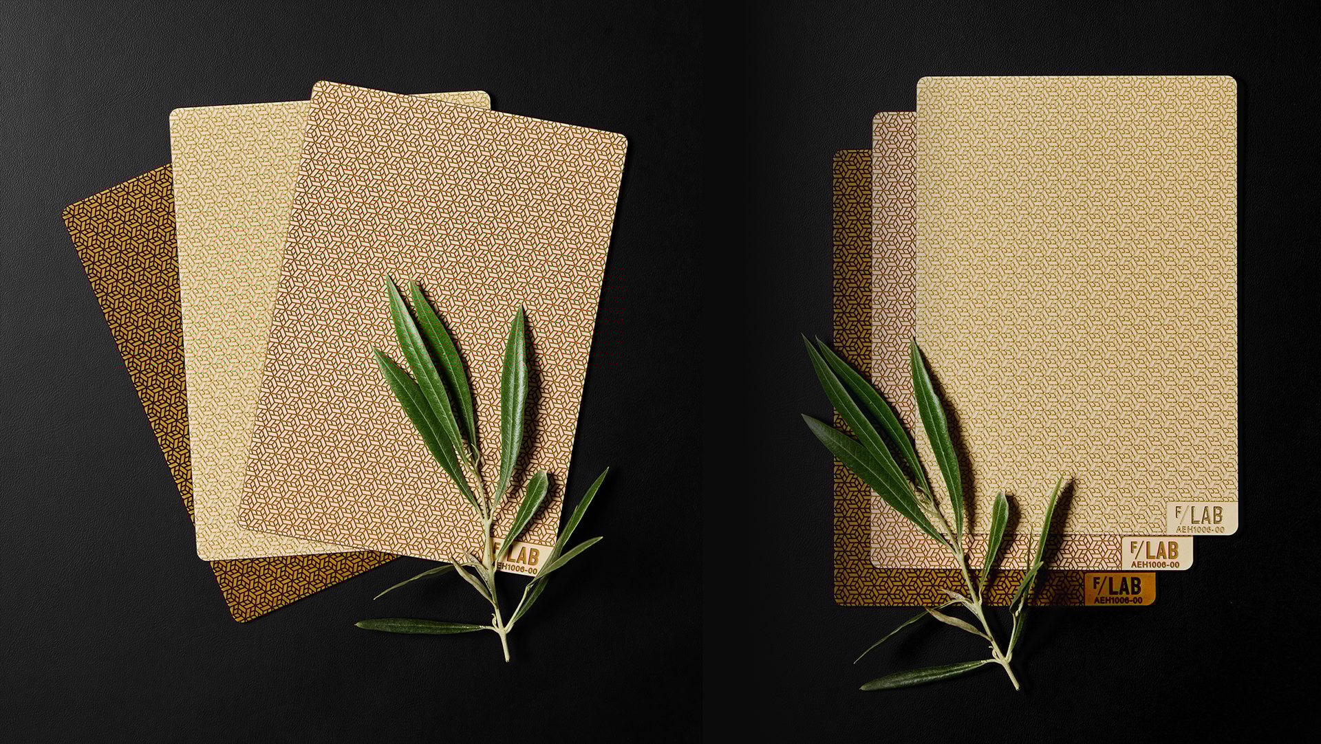 Decorative rigid laminate with customized pattern engraving and sustainable pigment finish