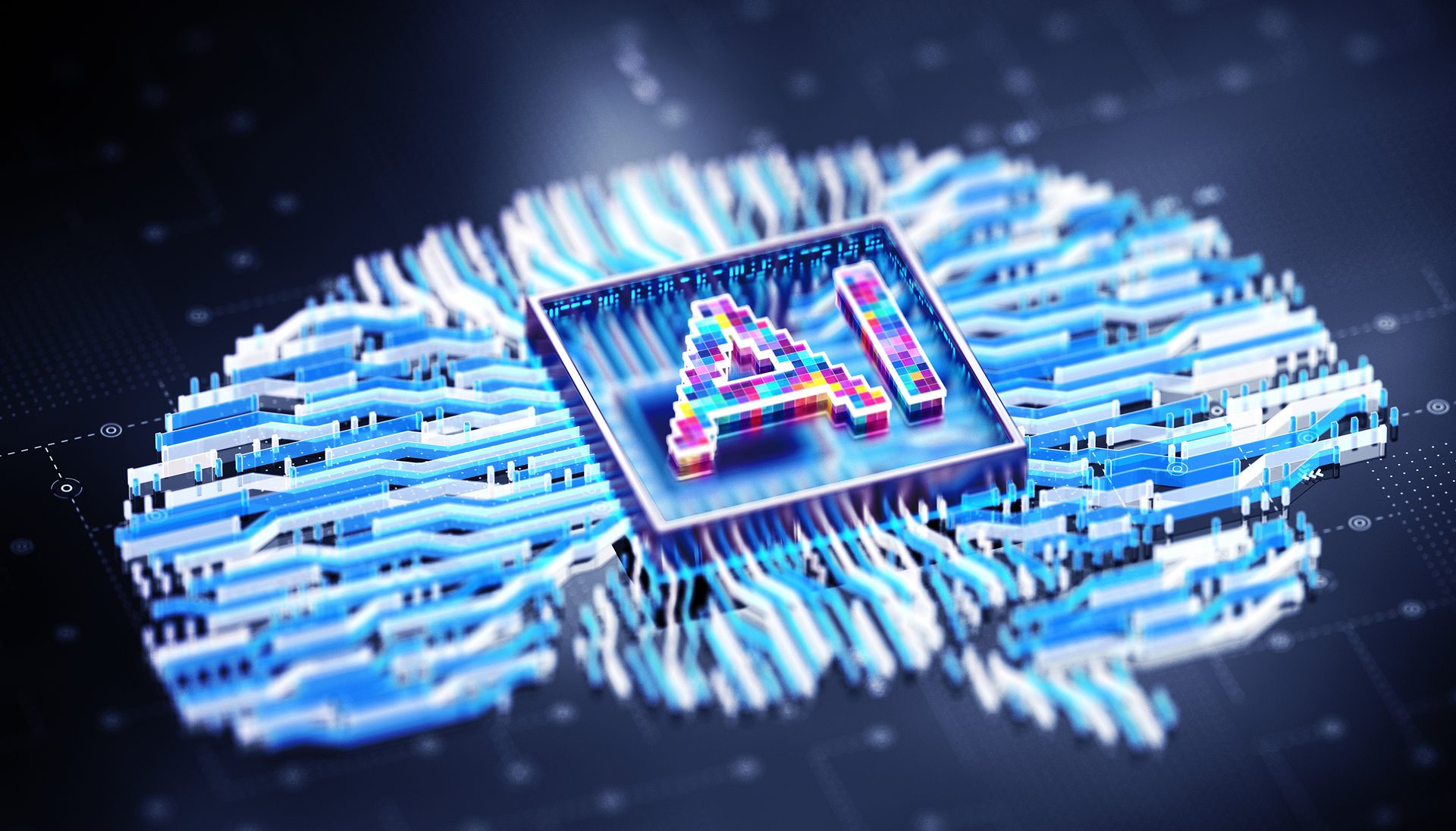 Artificial Intelligence Brain Processor. AI Chip Technology Concept