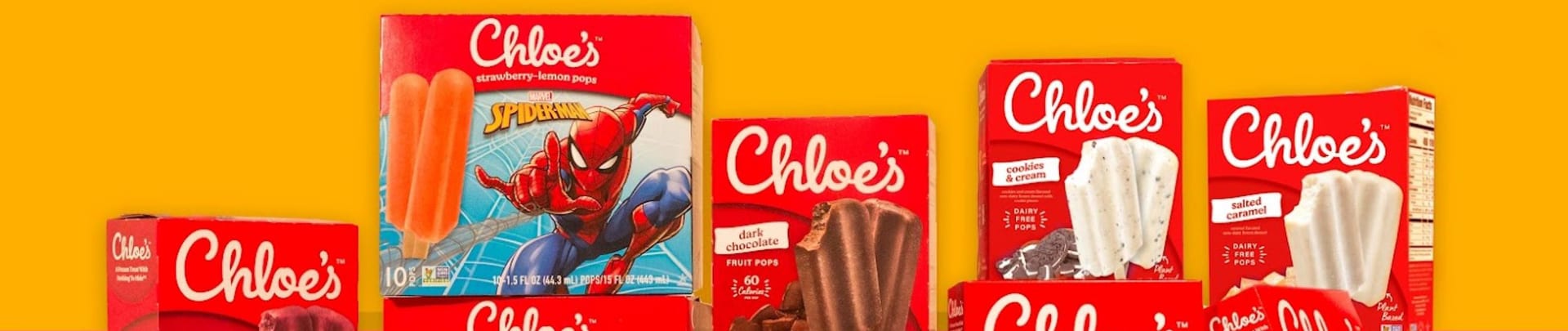 Different Chloe’s Ice Cream Pops Packages Stacked