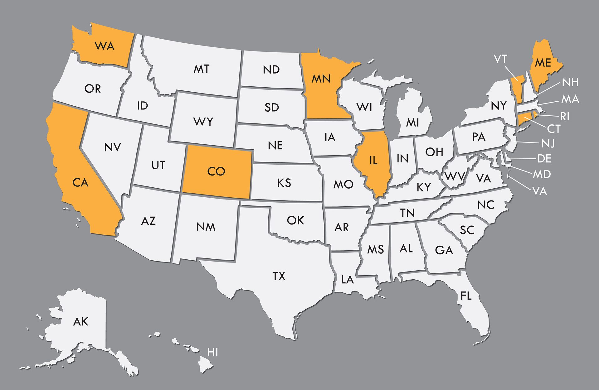 Map of states with PFAS legislation