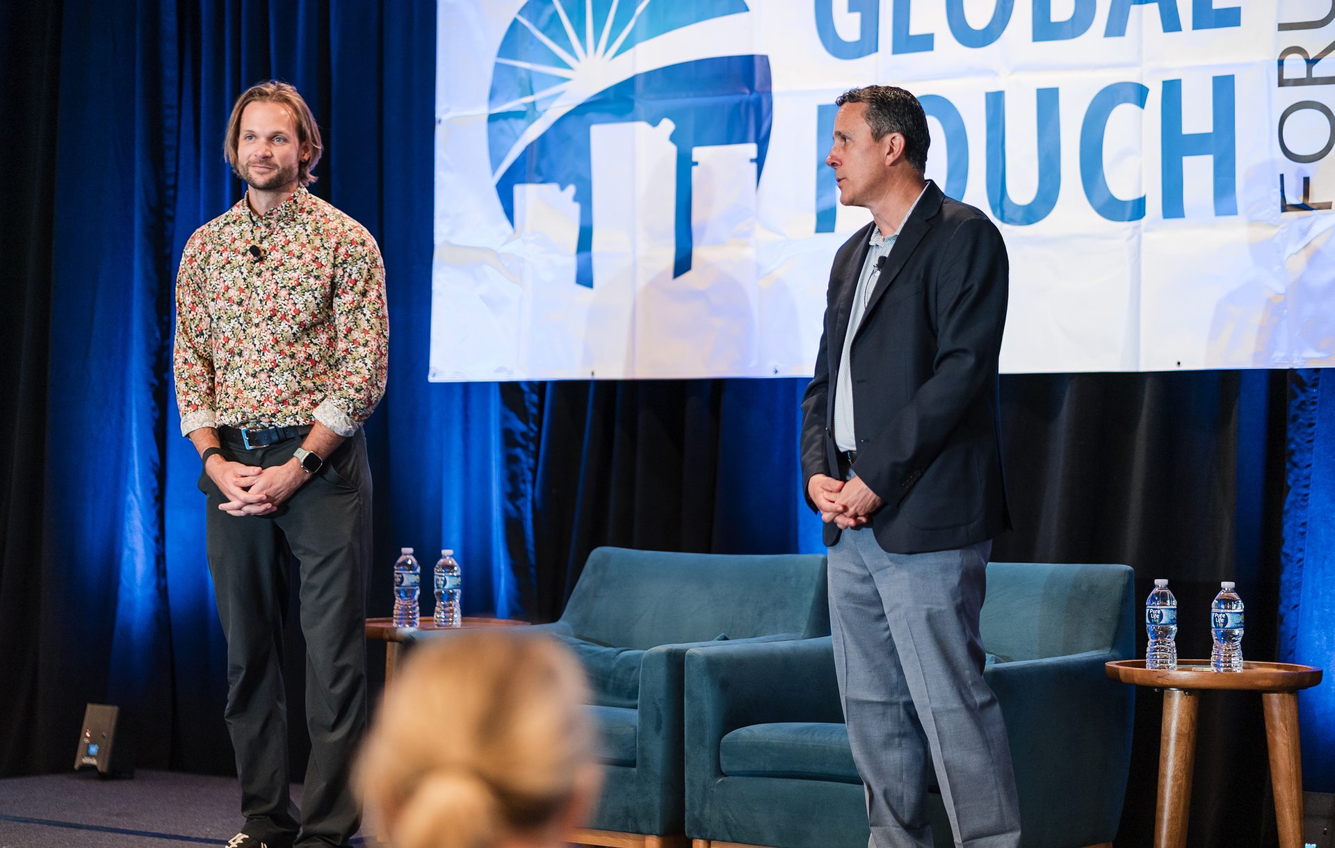 Jared Damman of WildKind Packaging and Rodrigo Castaneda of TIPA Compostable Packaging making their presentation on compostable packaging at Global Pouch Forum.