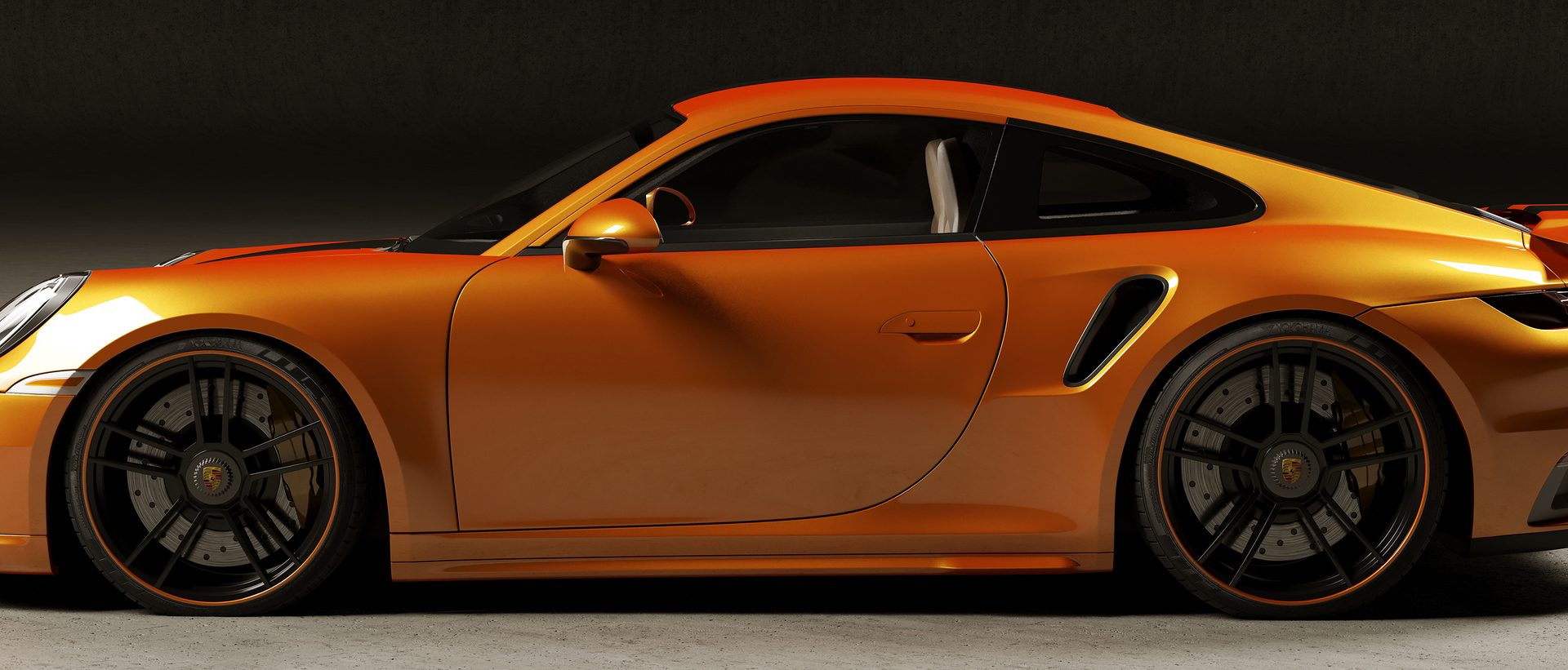 Sleek orange sports car