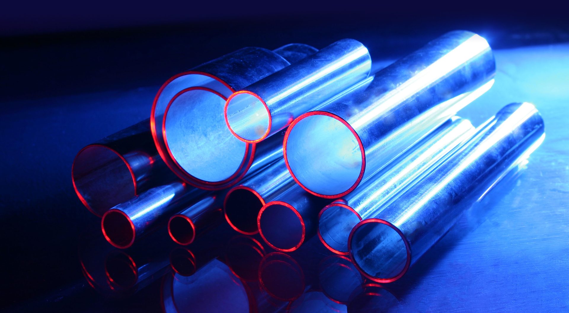 Stainless steel pipes with UV light