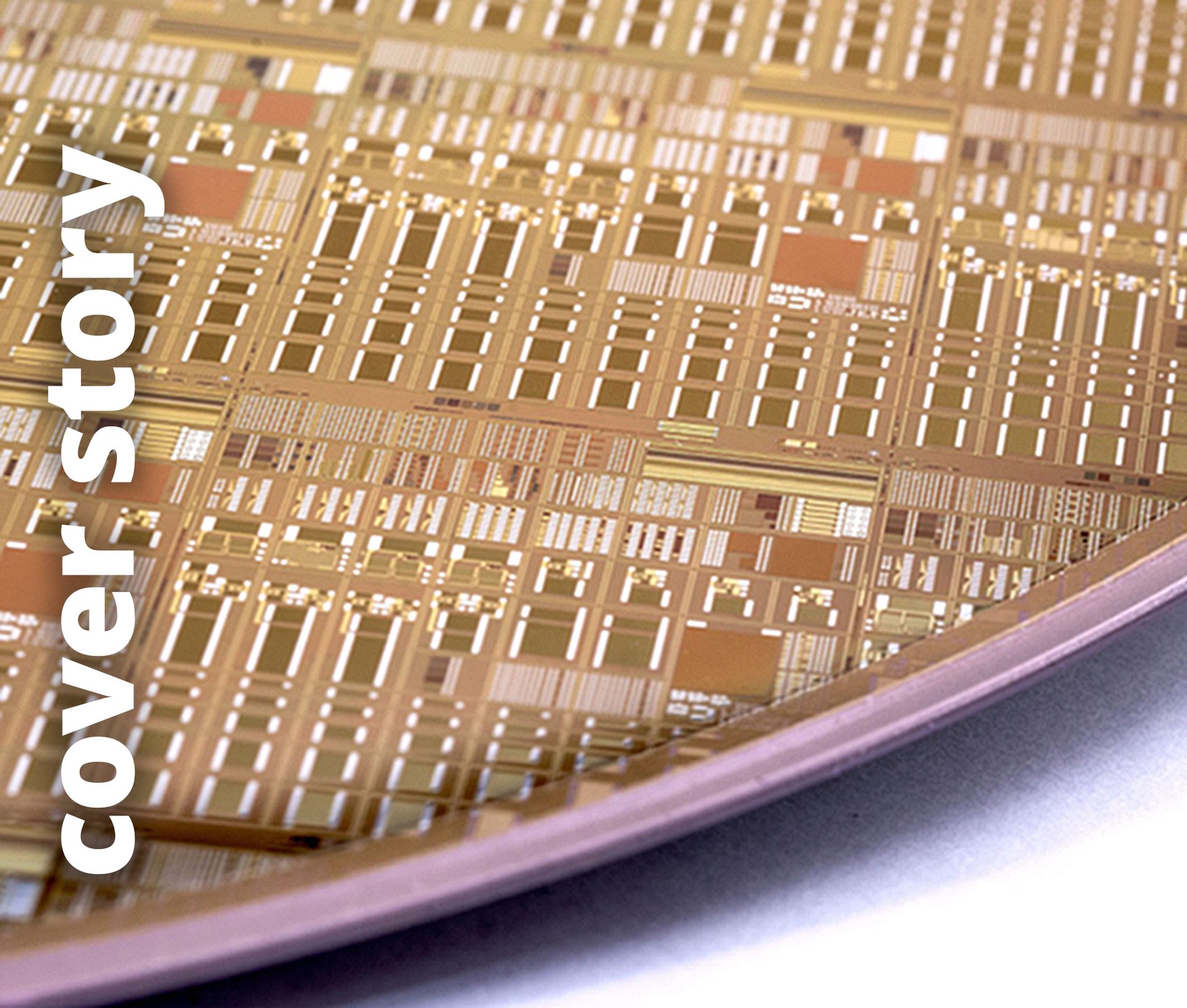 Cover Story: 8-inch GaN-on-QST 650V Power IC Device Wafer Zoom-In Image