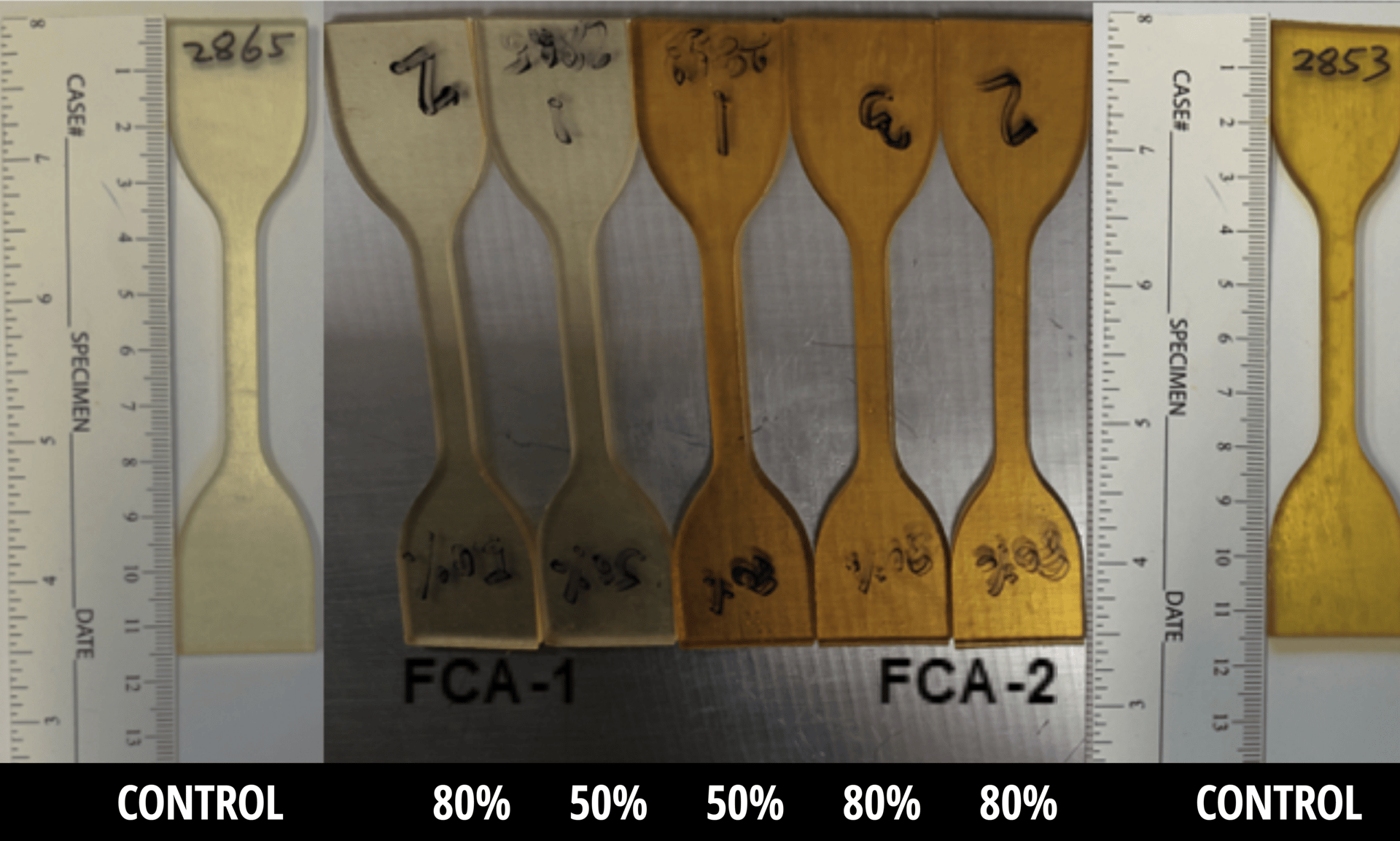 Tensile recovery of FCA-1 and FCA-2
