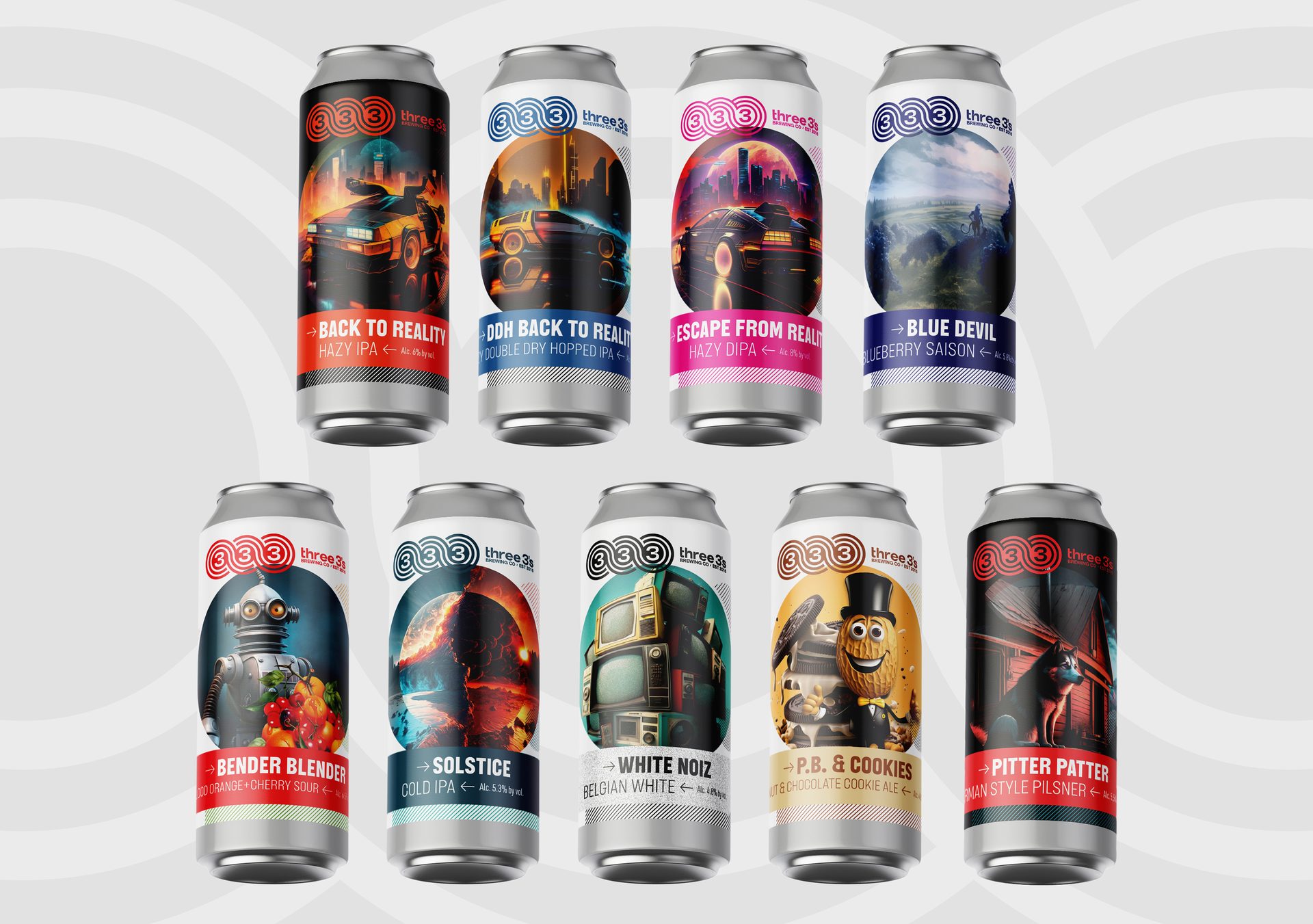 Lineup of Beer Cans