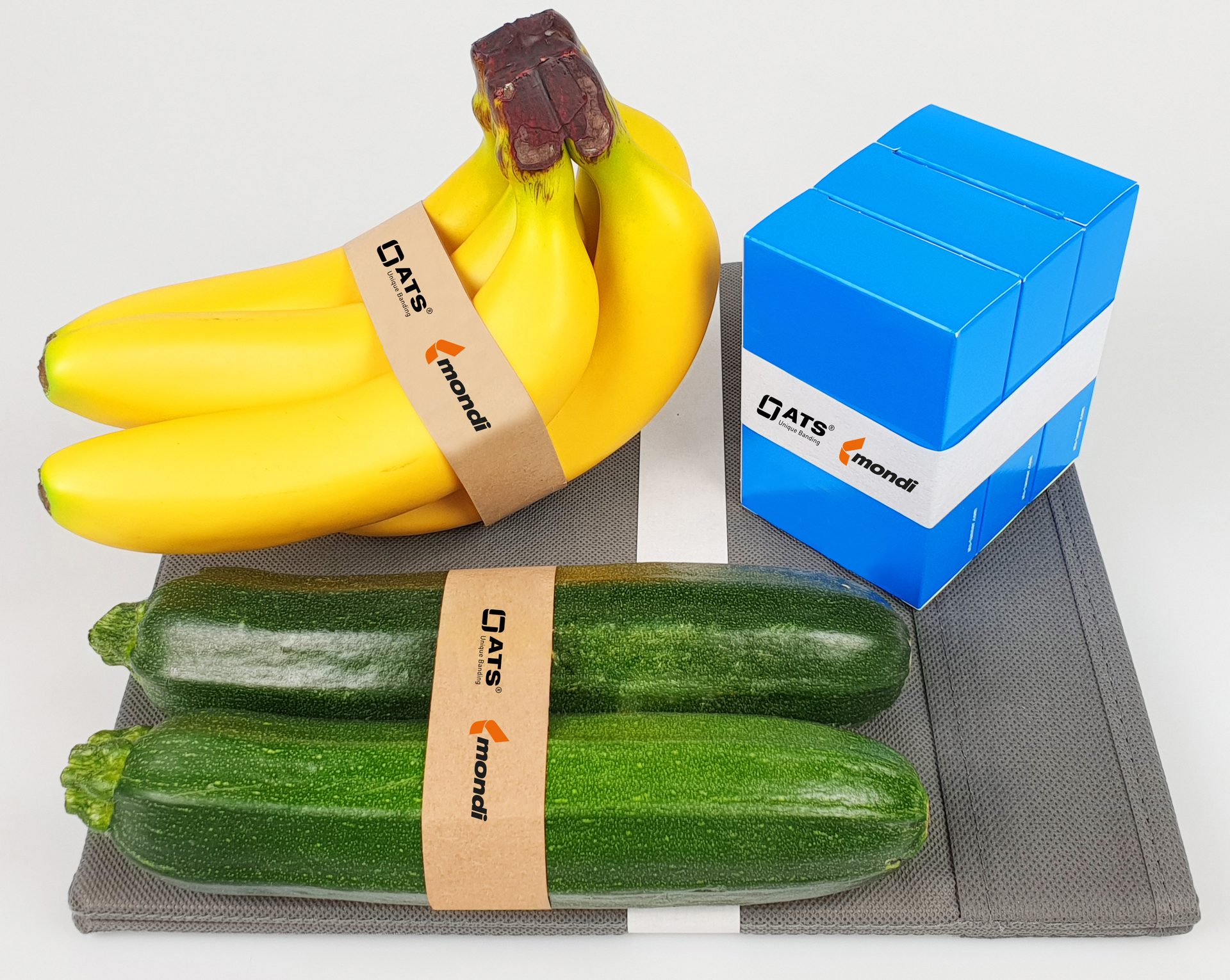 Produce items, multipacks bundled with the paper bands created by Mondi and ATS-Tanner.