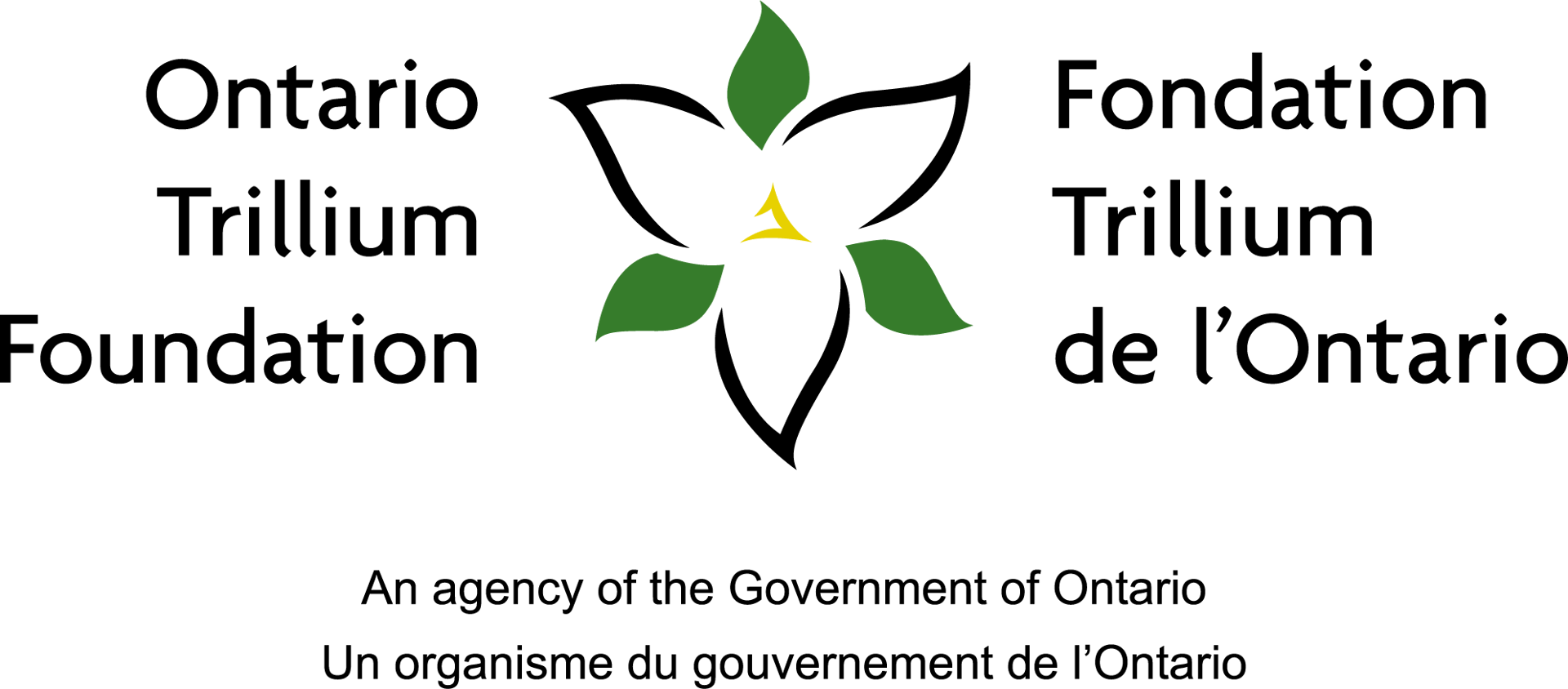 Ontario Trillium Foundation logo: Green trillium flower with yellow center, flanked by English/French names.