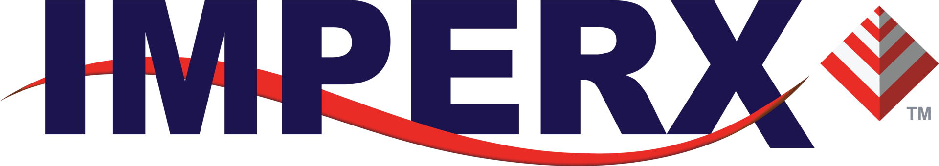Dark blue "IMPERX" text with a red curved line and a red/white striped pyramid symbol.