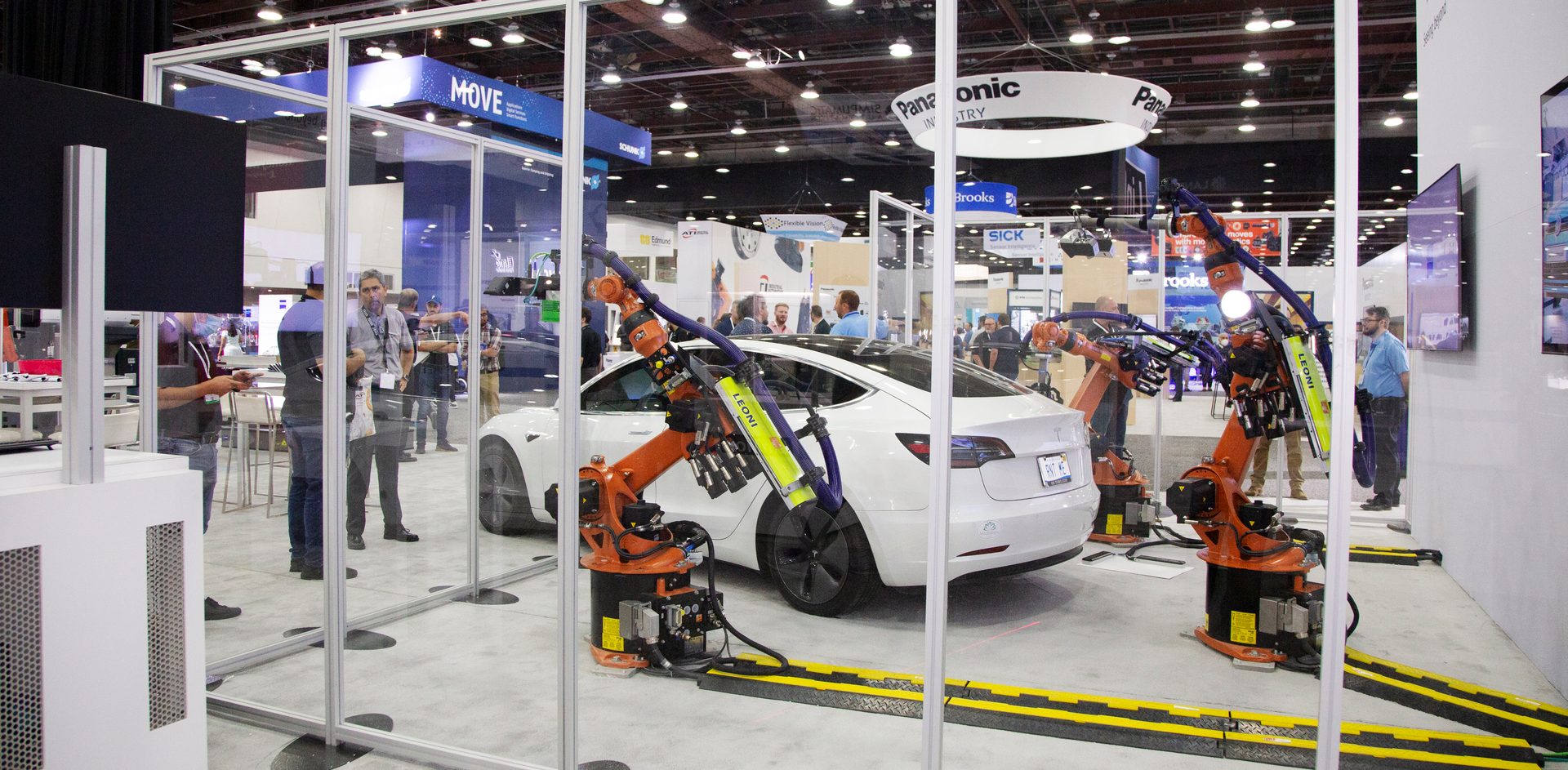 automated robots examining car