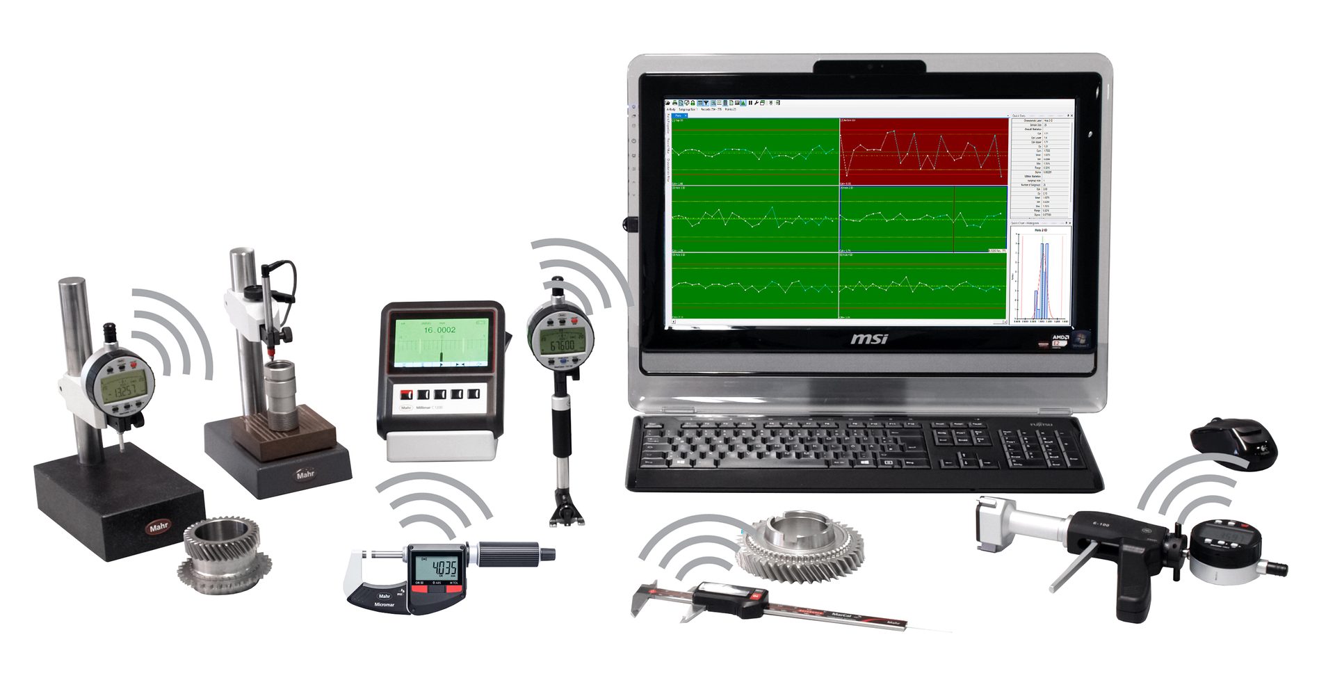 Today, most hand measuring tools and gages have wireless technology built into them, often at a price addition less than the cable needed for a wired connection. Therefore, the cost to upgrade is often insignificant. Image credit: Mahr
