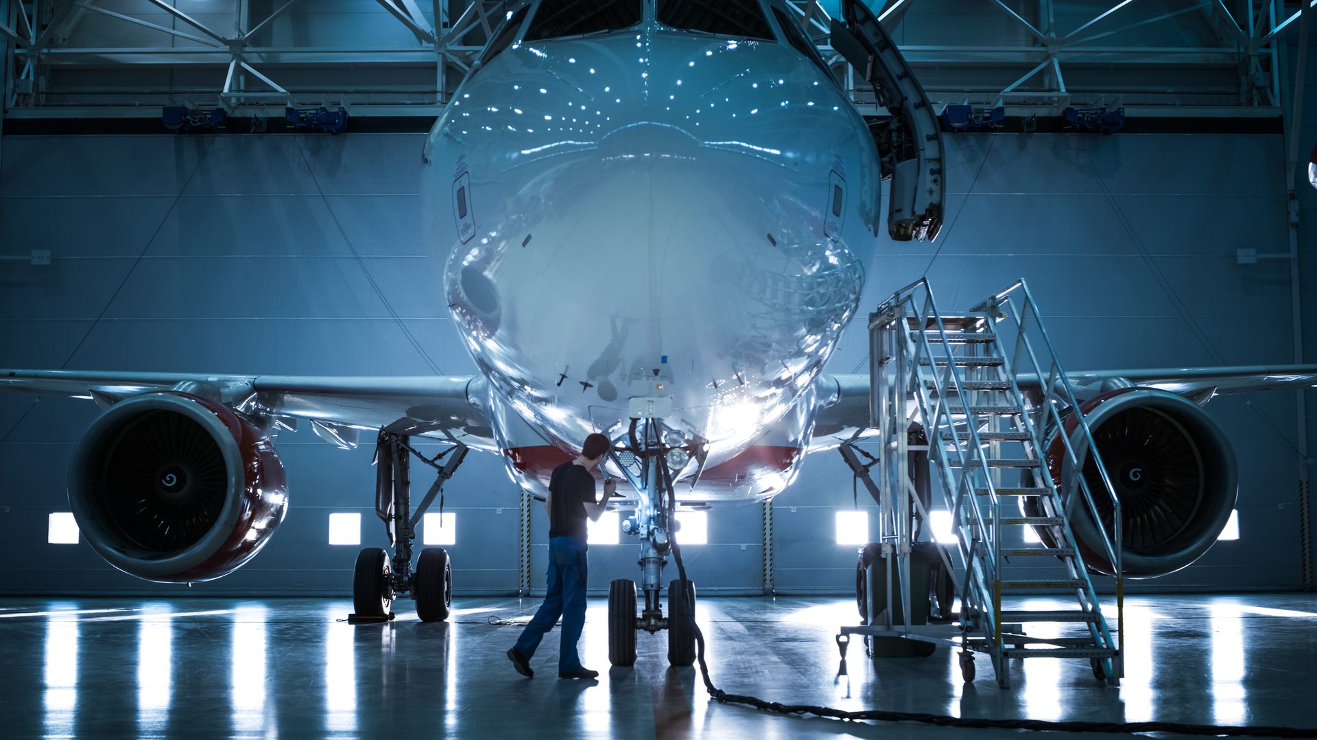Jet being inspected