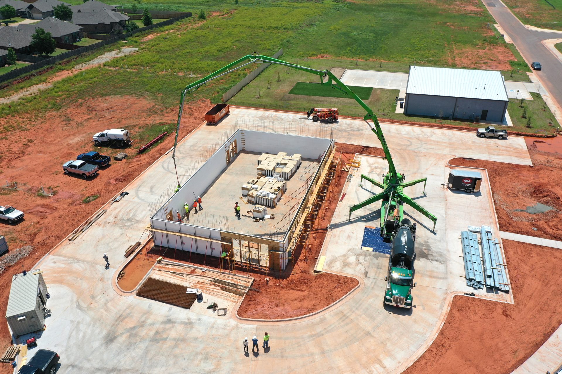 Pump Truck Onsite For Concrete Pour