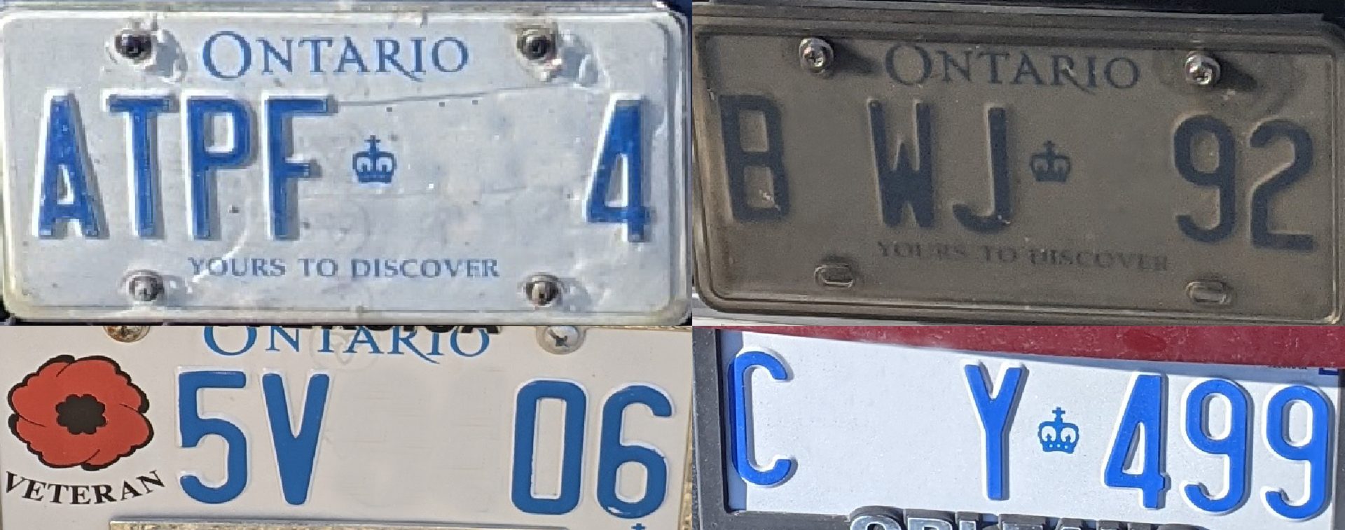 Figure 3 &#x2013; License plates captured by a traffic camera for OCR. 