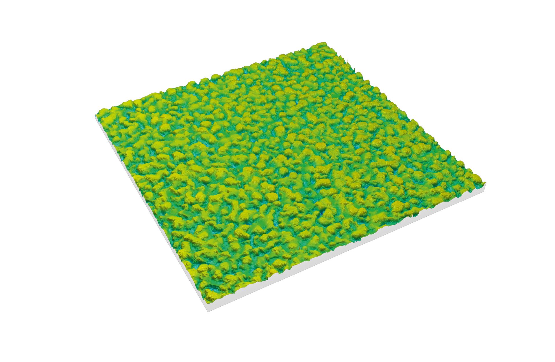 3D textured surface plot with green-yellow peaks and blue depressions.