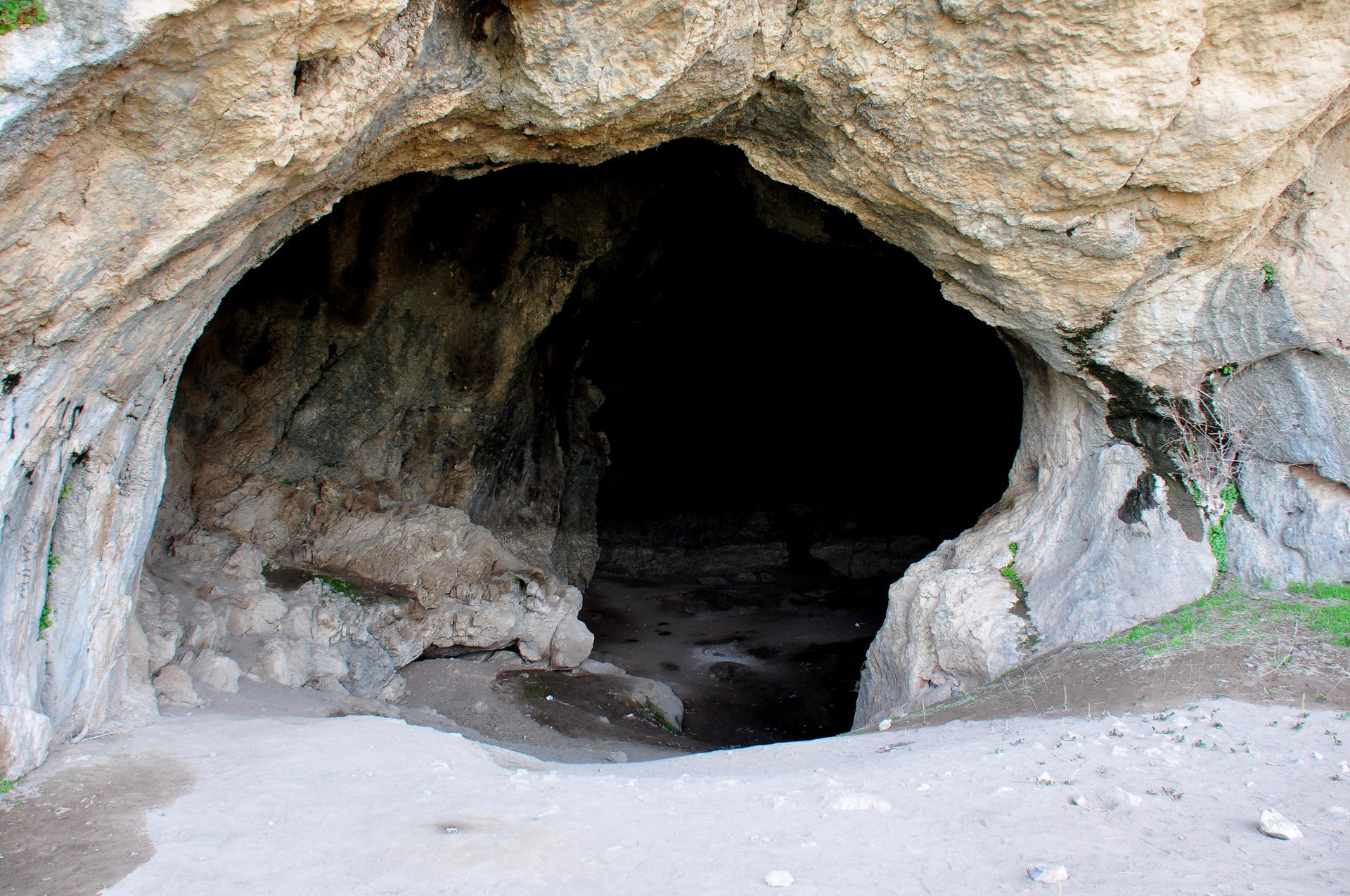 Entrance to a dark cave.