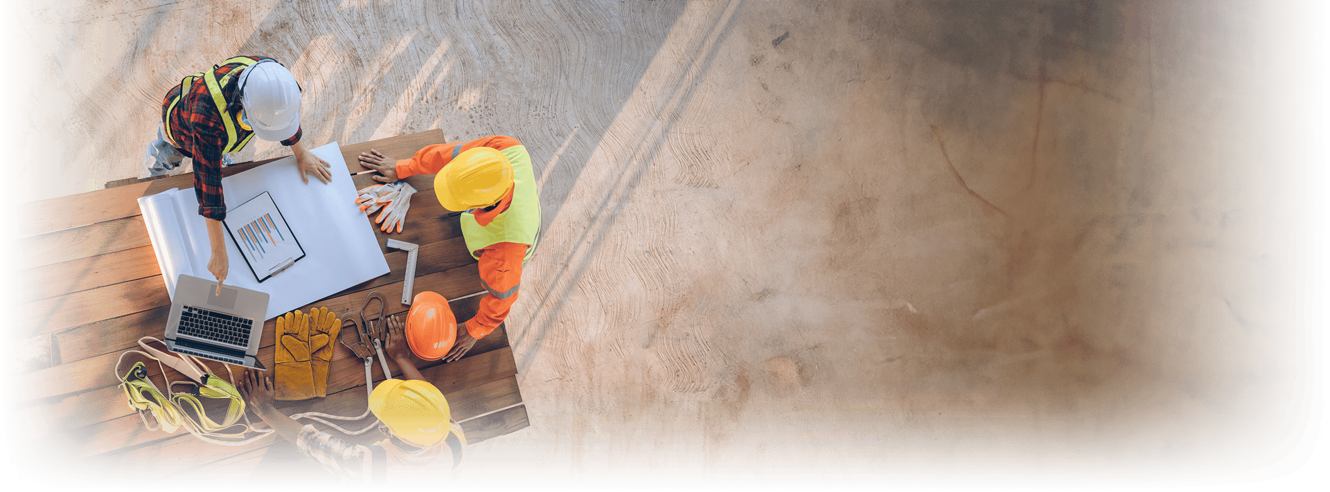 Construction Workers over a table