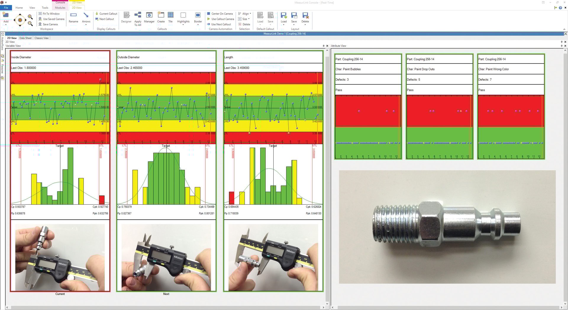 Real-time SPC software maximizes production while minimizing defects. Quality measurement data software that collects measurement data at the point of manufacture delivers many advantages like alerts of trends, cycles, and nonconformance of parts as soon as they occur. 
