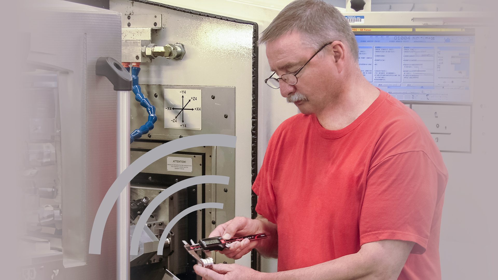 Wireless technology for data collection allows the machine tool operator to make measurements at the point of manufacture without the normal lag time associated with post-process measuring. Image credit: Mahr