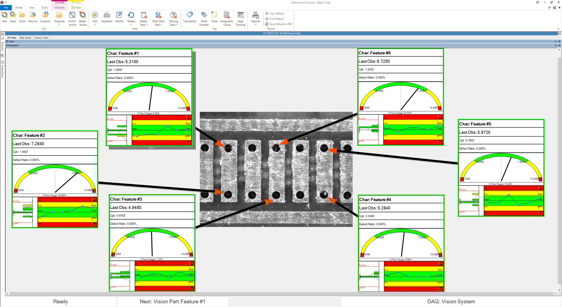 A real-time measurement dashboard highlights each feature’s performance and Cpk values, enabling operators and managers to quickly spot trends, prevent defects, and optimize processes. 