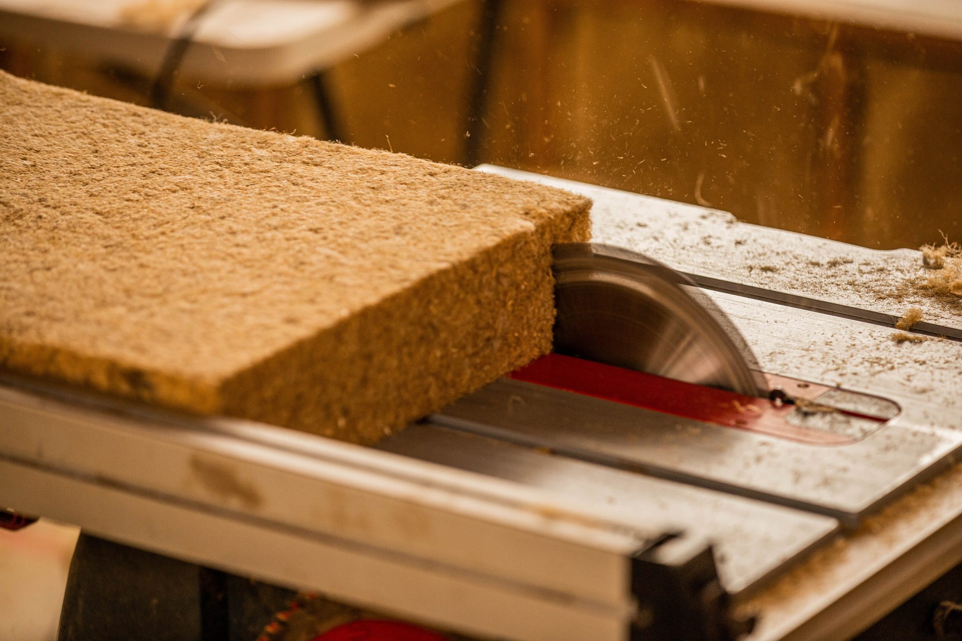 Hemp Wool Insulation Being Cut 