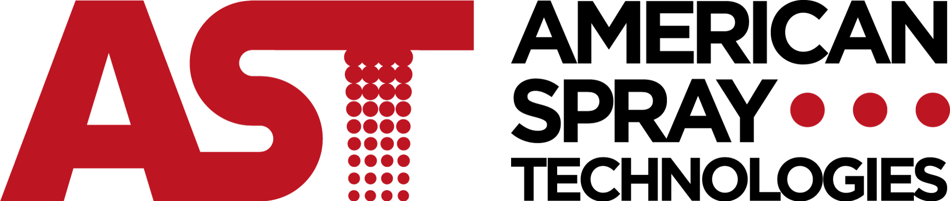 Logo for American Spray Technologies, featuring a stylized red 'AST' with spray elements and company name.