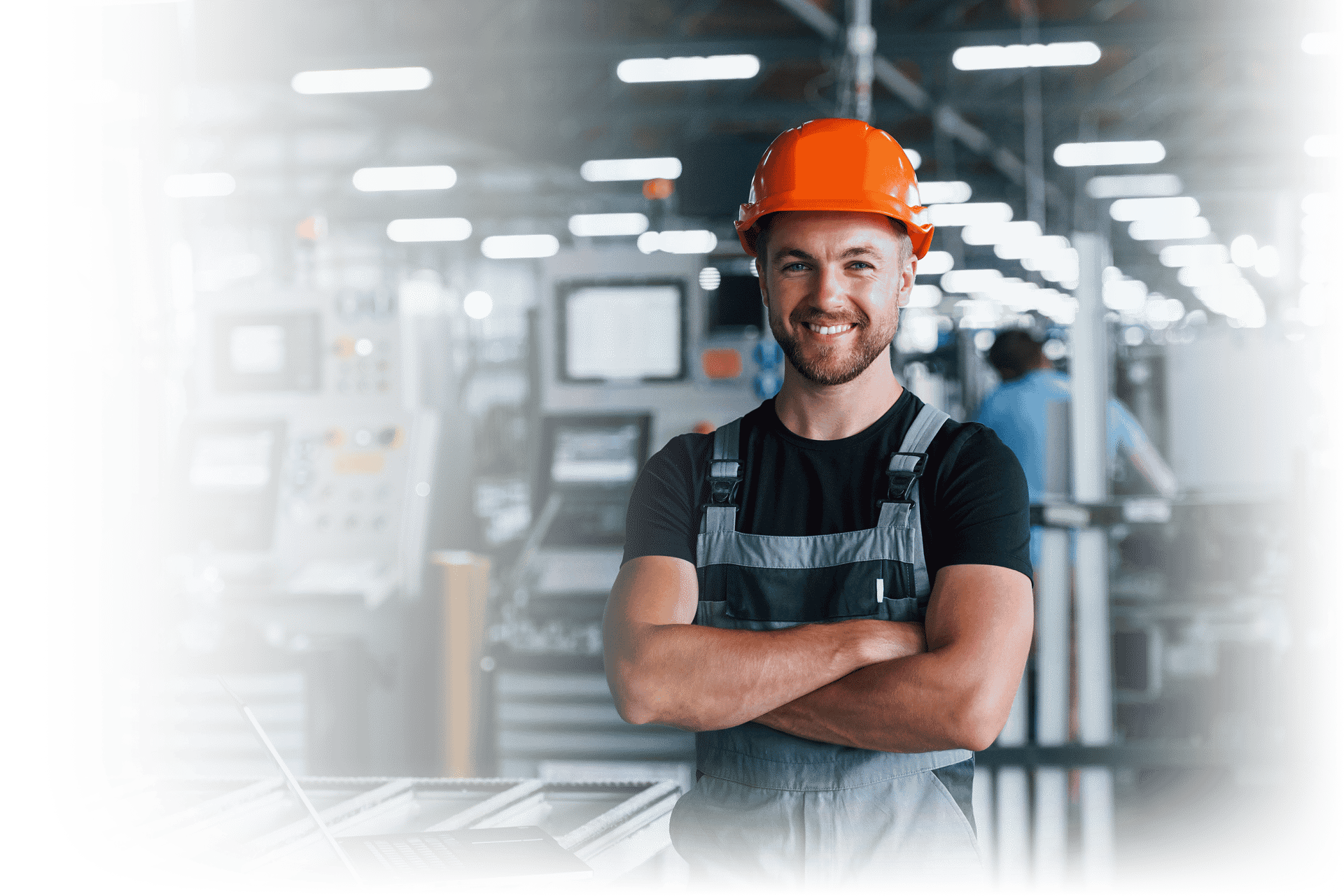Manufacturing working smiling