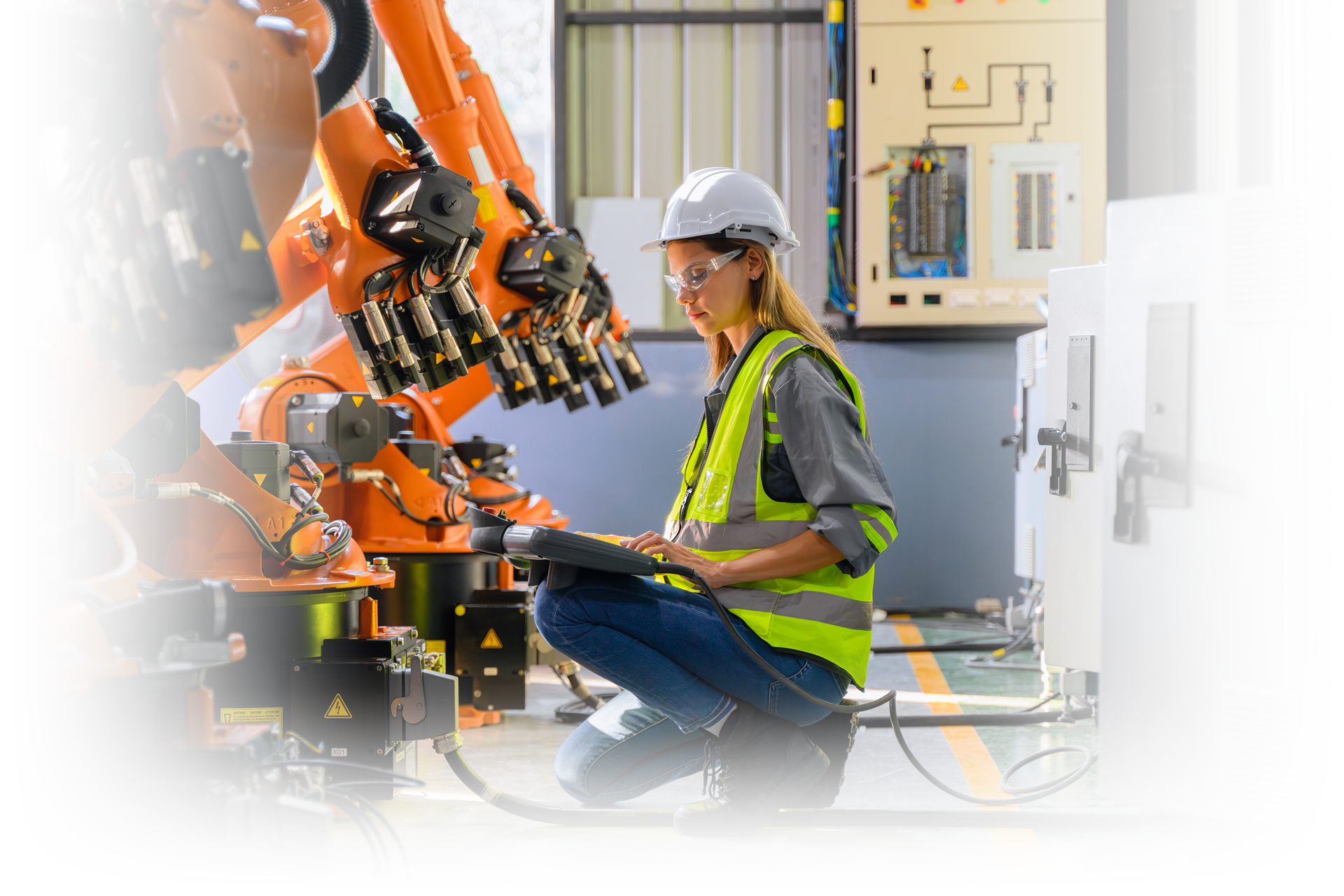 Worker in manufacturing plant