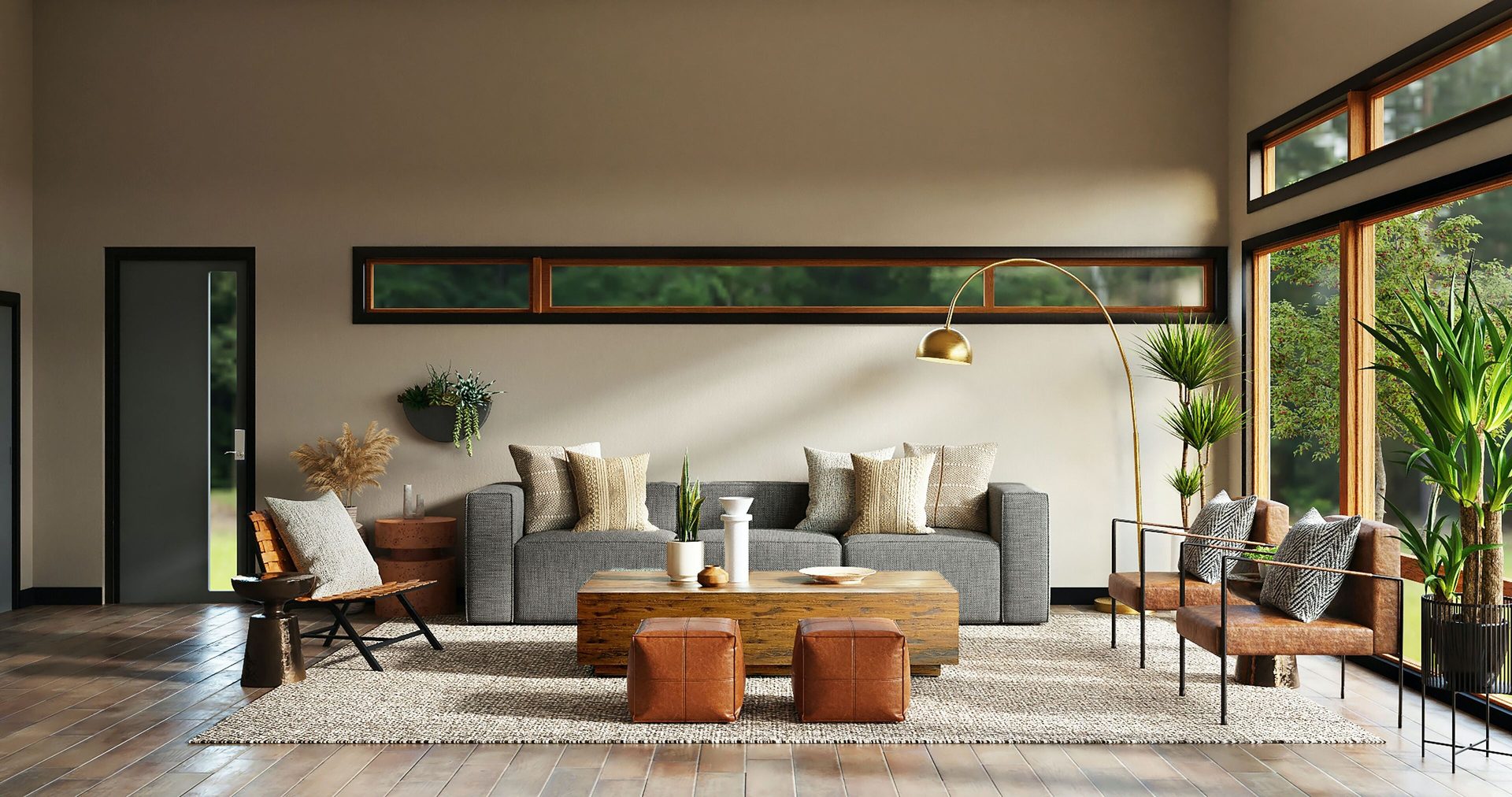 Living room, Furniture, Plant, Couch, Building, Table, Houseplant, Wood, Shade, Floor