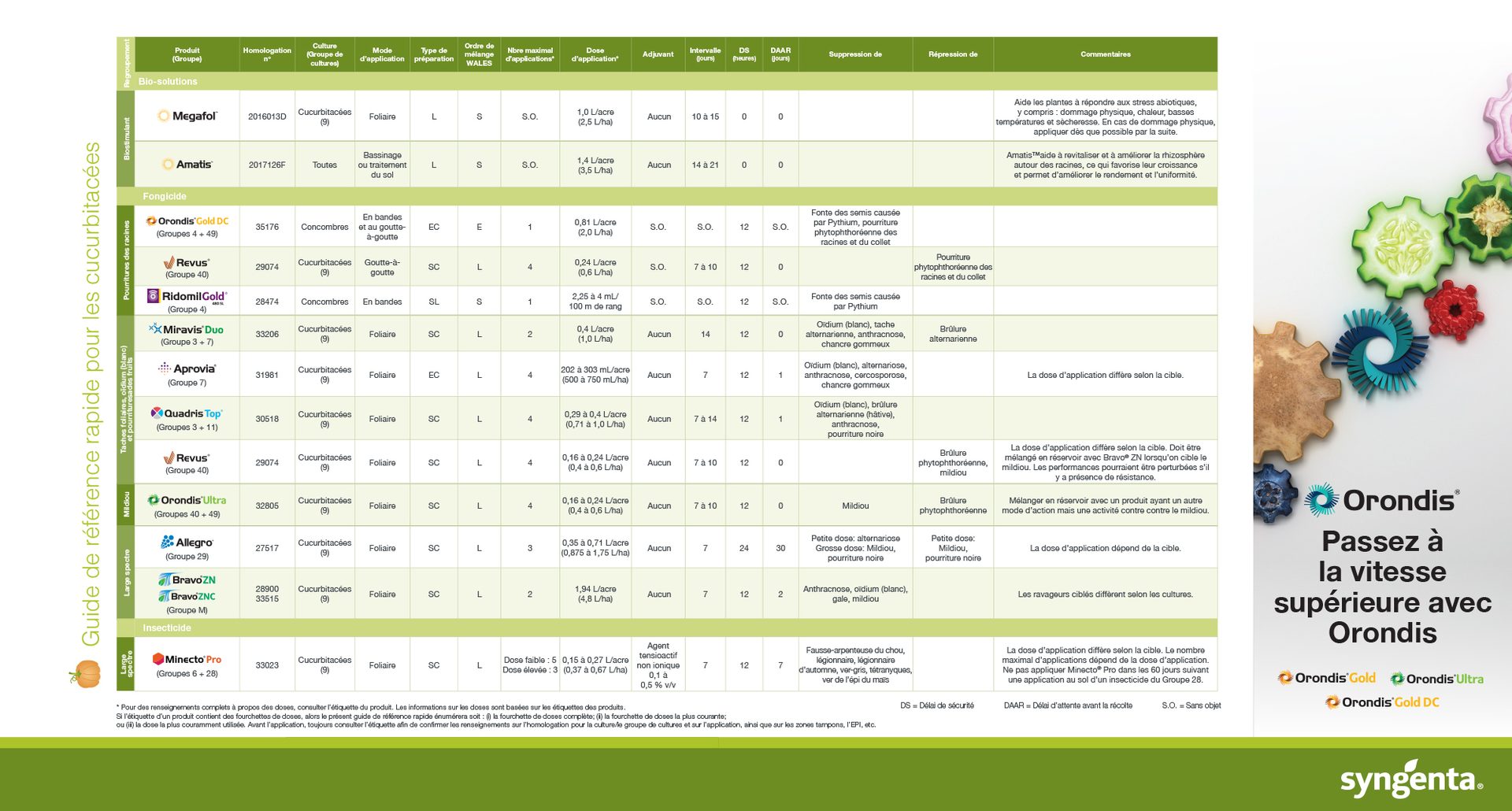 guide de référence rapide pour les cucurbitacées