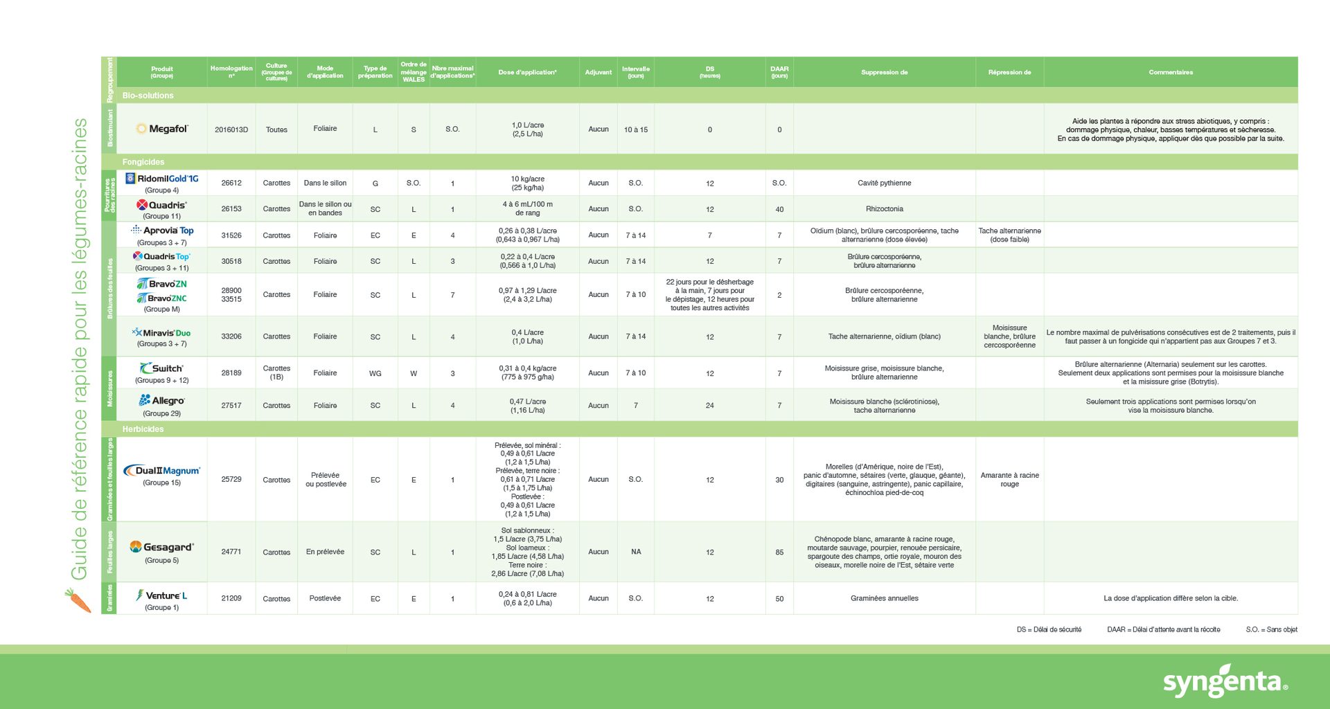 guide de référence rapide pour les légumes-racines