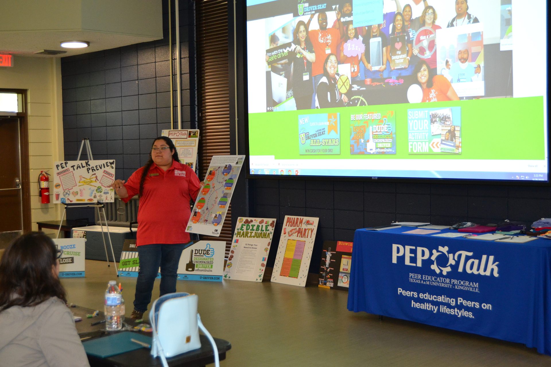 Student presenting U in the Driver Seat materials to peers