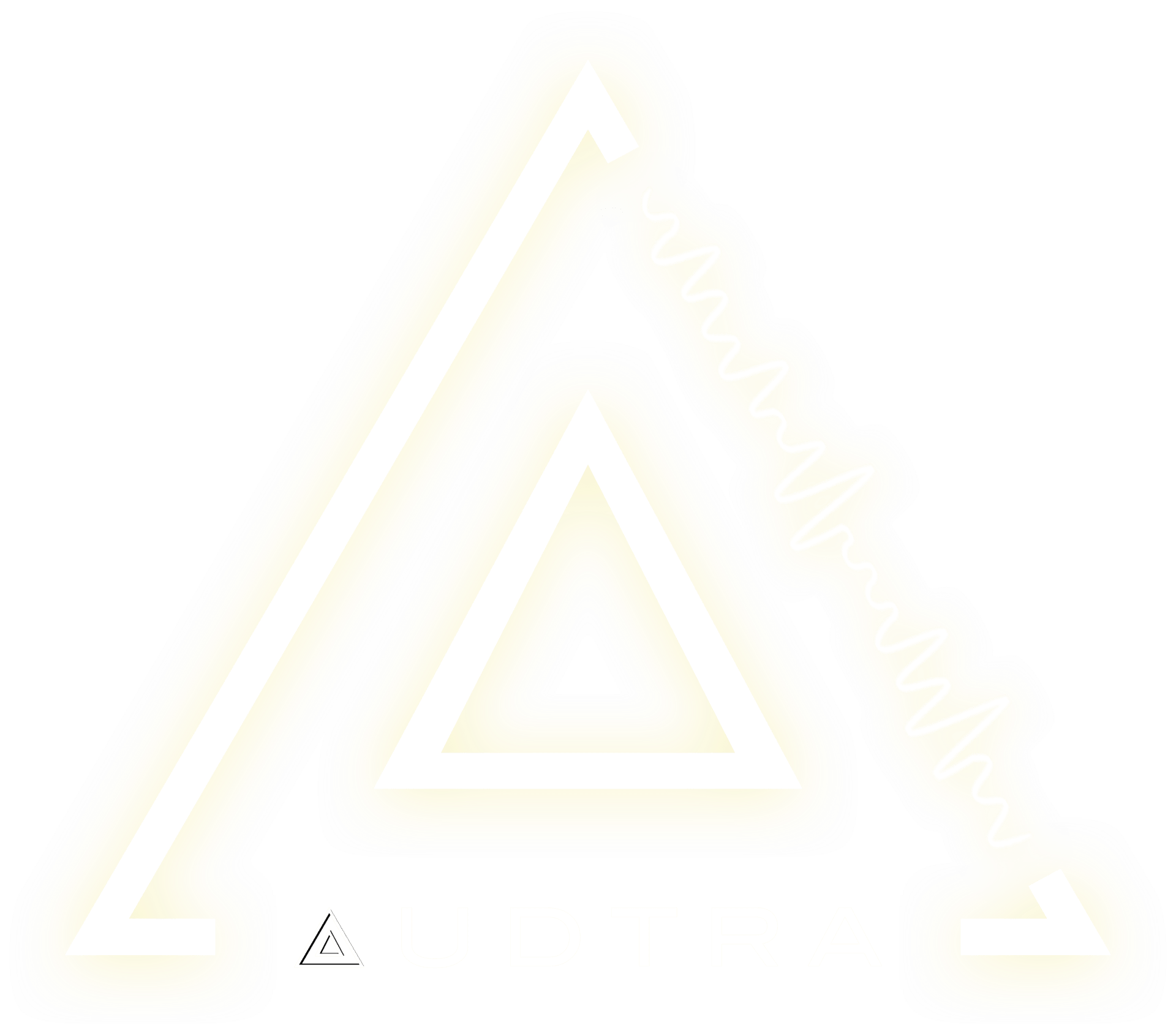 A glowing yellow/white stylized 'A' logo with an inner triangle and a sound wave, above 'AUDTRA' text.