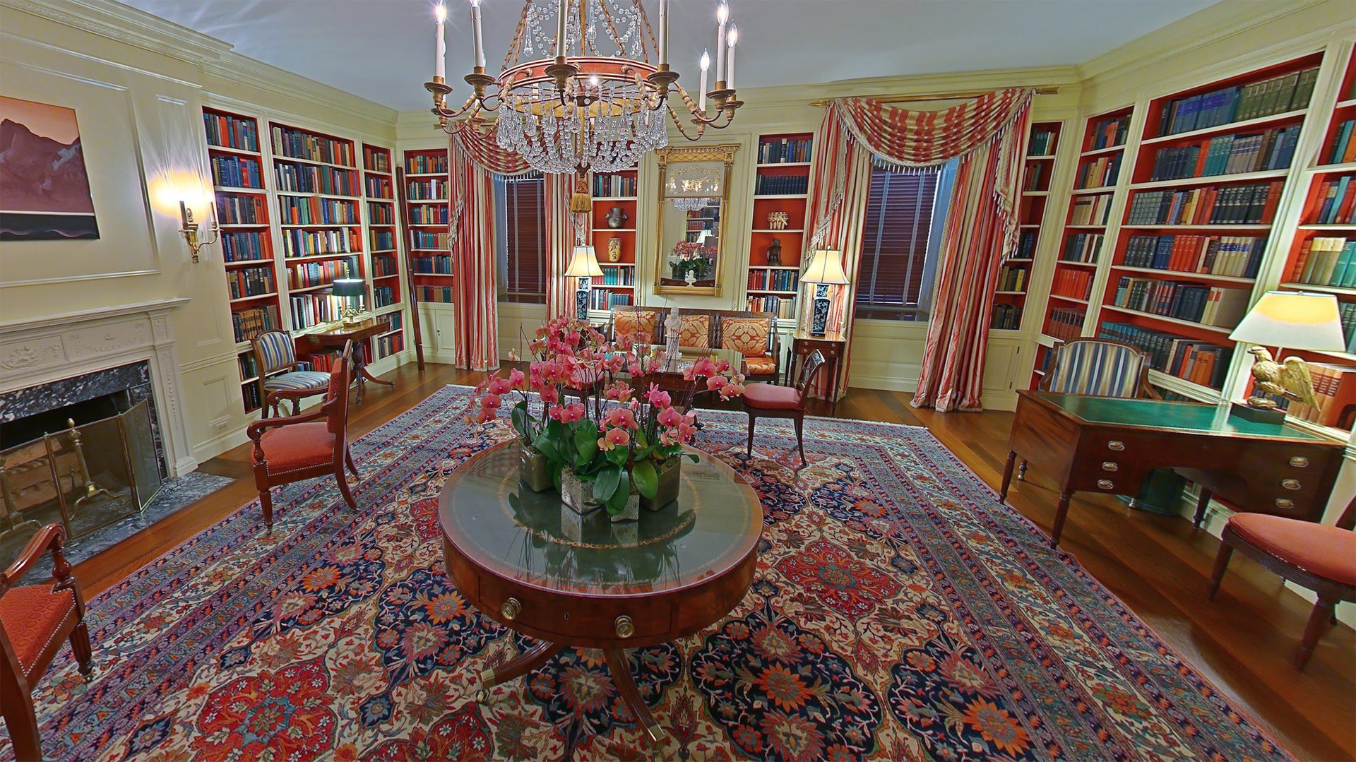 Interior design, Furniture, Flooring, Bookcase, Lighting, Ceiling, Shelf, Floor, Room, Table